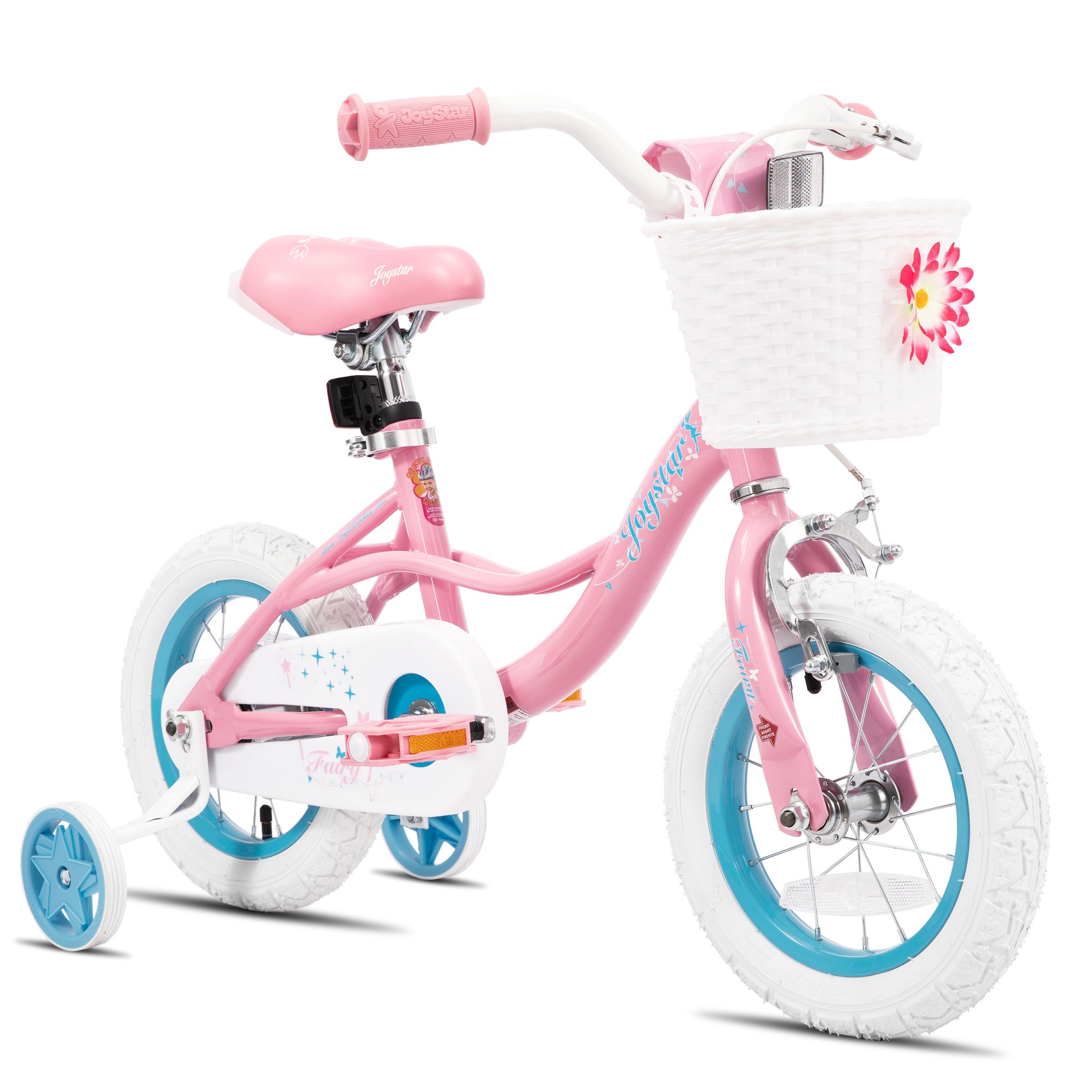JOYSTAR Kinderfahrrad Mädchen‑Kinderfahrrad Stützrädern & Bremse für Spiel & Freizeit 2‑9 J., mit Stützräder, Handbremse und Korb, Geschenke für Prinzessinnen