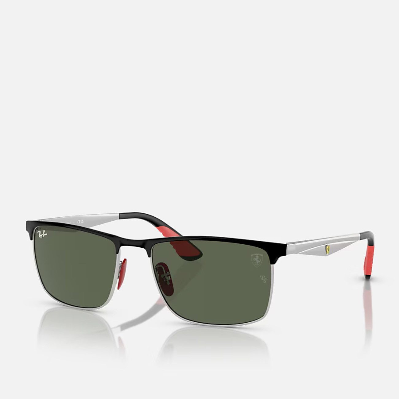 Ray-Ban Sonnenbrille Ray-Ban RB3726M Scuderia Ferrari F06071 Black on Silver Dark Green