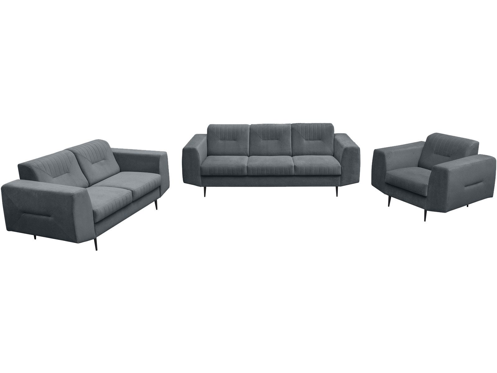 Beautysofa Polstergarnitur im modernen Stil auf hohen Metallbeinen VENEZIA, (Sessel + 2-Sitzer Sofa + 3-Sitzer Sofa im modernes Design), mit Metallbeine, Couchg – Bild 2 von 5