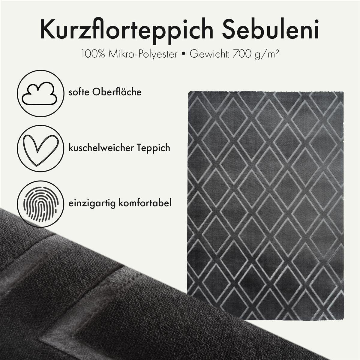 Qiyano Teppich Kurzflorteppich Sebuleni 100 Anthrazit günstig online kaufen