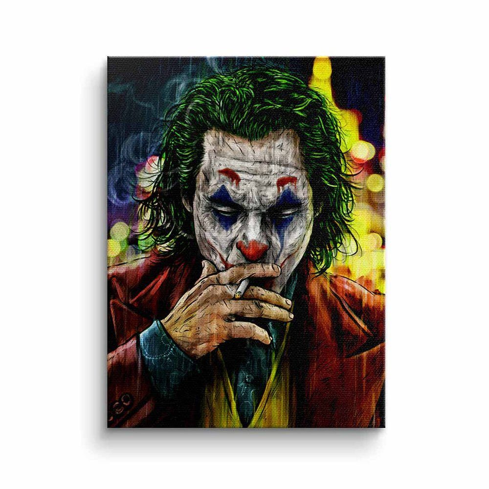 DOTCOMCANVAS® Leinwandbild, Leinwandbild Creative joker Batman The dark knight mit premium Rahmen ohne Rahmen | Leinwandbilder