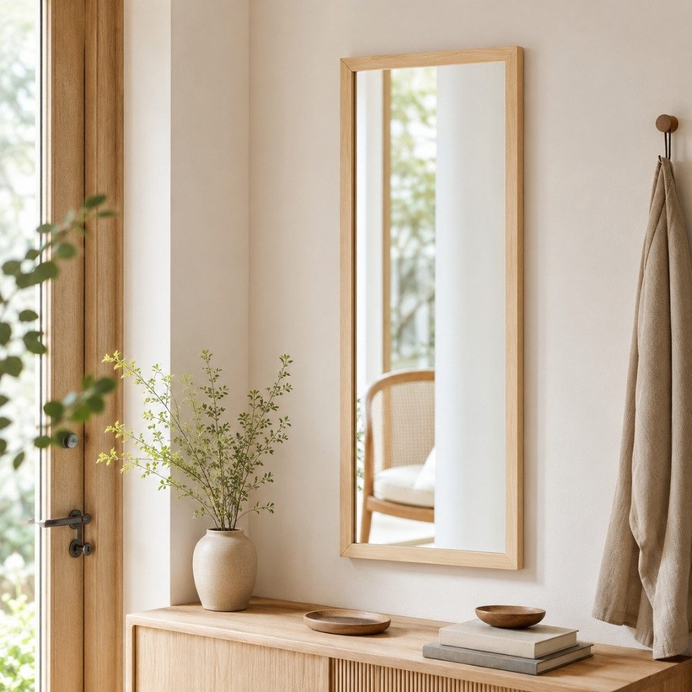 LebensWohnArt Wandspiegel Eleganter Spiegel ARIZONA 110x45cm Wandspiegel natural Holzrahmen