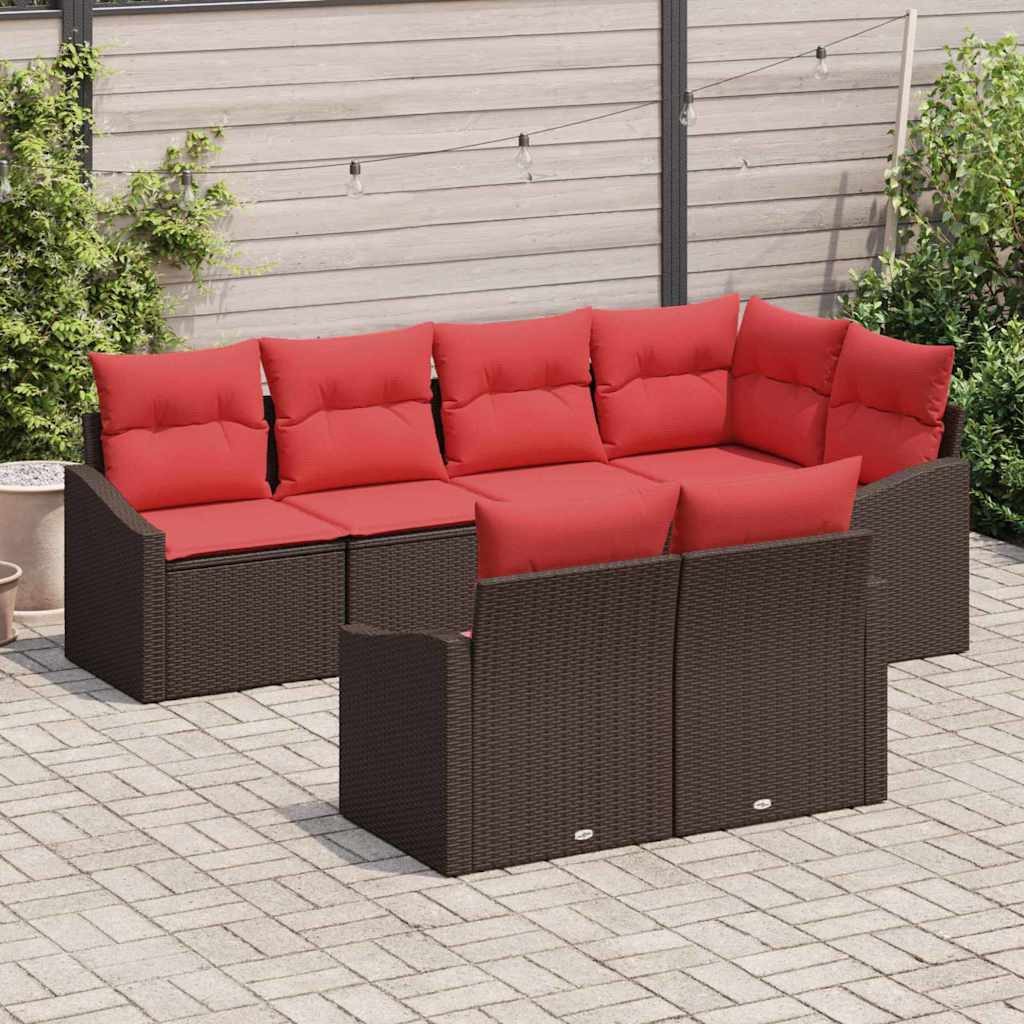 vidaXL Gartenlounge-Set Sofa Set 7 Stk. Braun [Synthetisch]: Poly Rattan, (7-tlg)