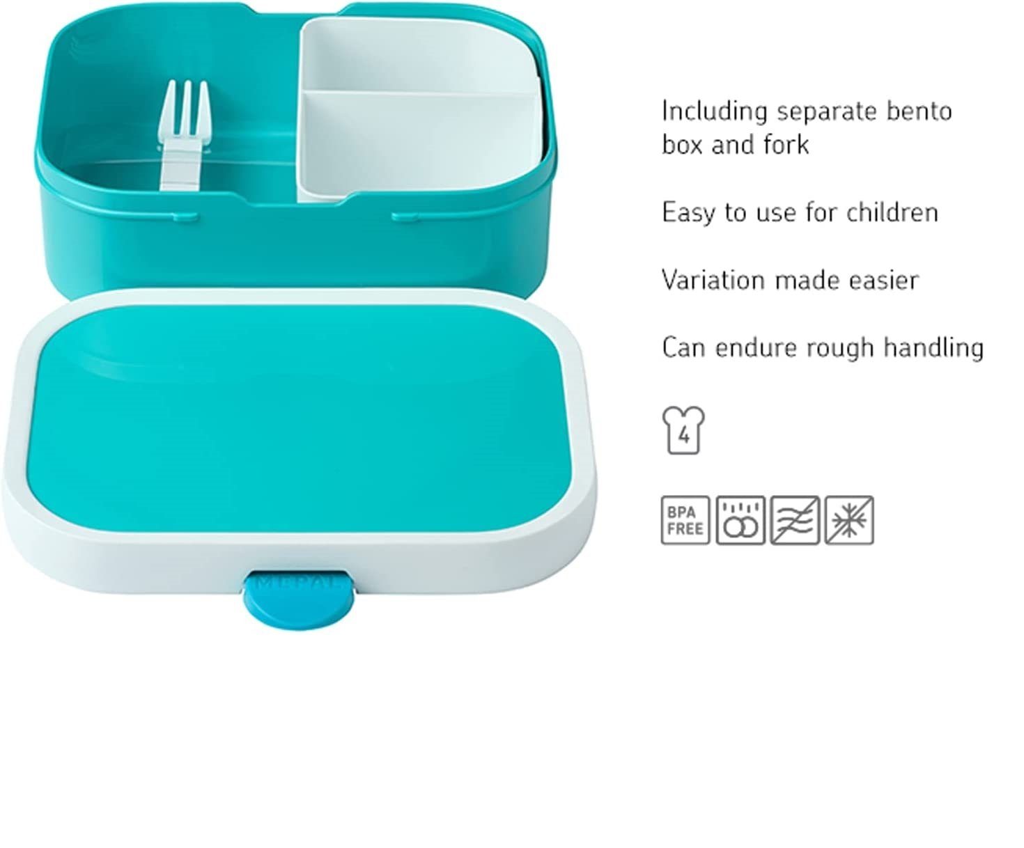 Mepal Lunchbox Pausenset mit Trinkflasche und Brotdose, Bento-Einsatz, ABS, Ideal für Schule und Freizeit, spülmaschinenfest – Bild 2 von 4