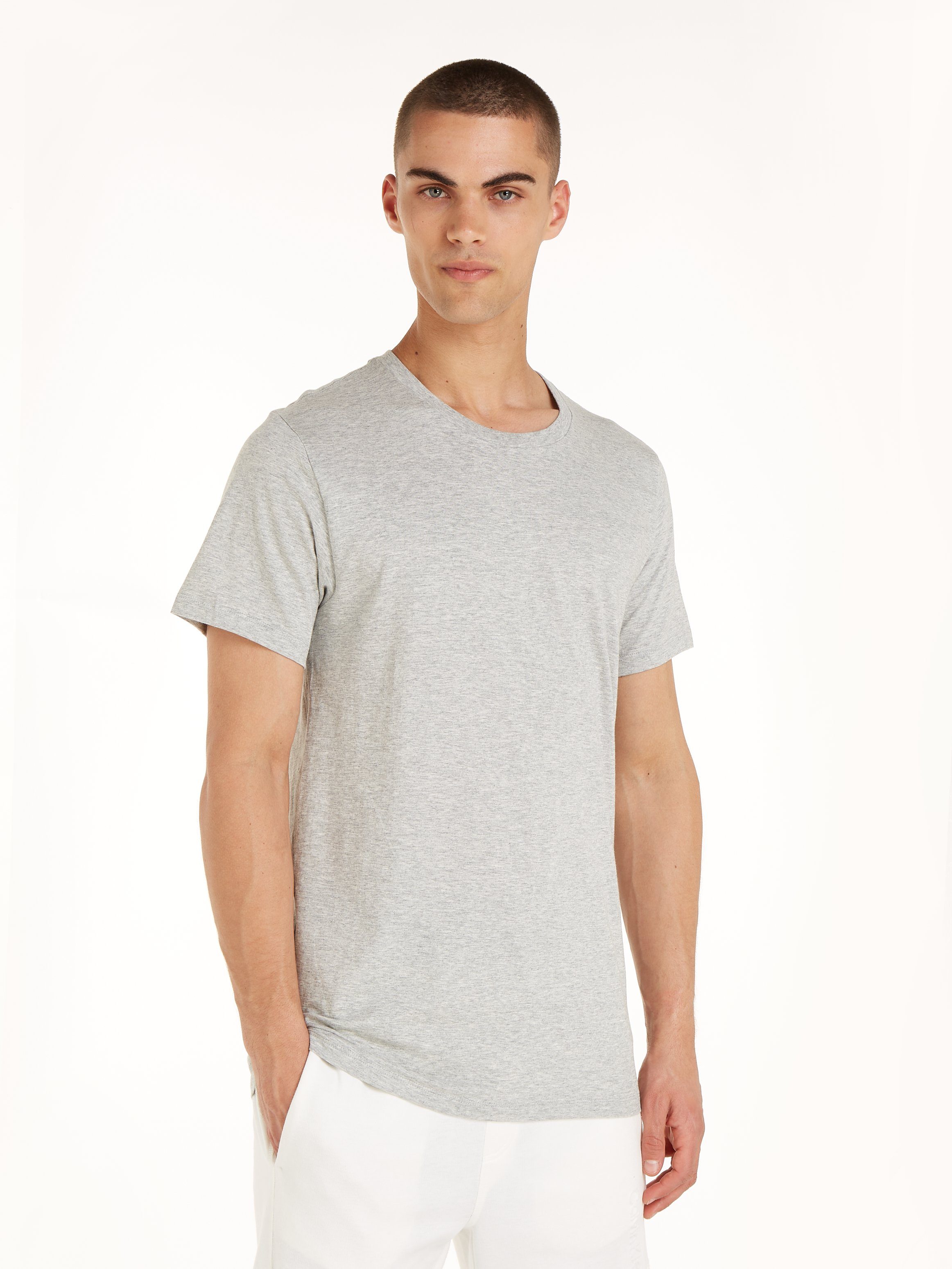 Calvin Klein weiß T-Shirt schwarz, uni (3er-Pack) grau-meliert, Underwear