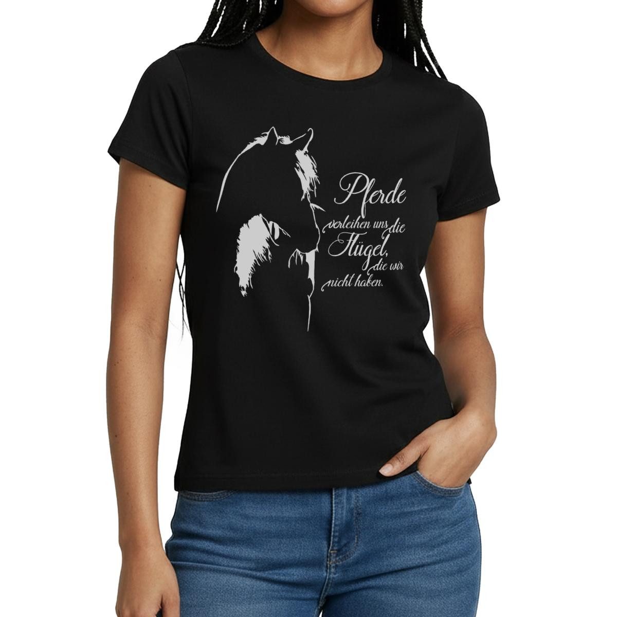 T-Shirt Pferde Verleihen Uns Flügel Spruch Pferdebesitzer Frauen T-Shirt