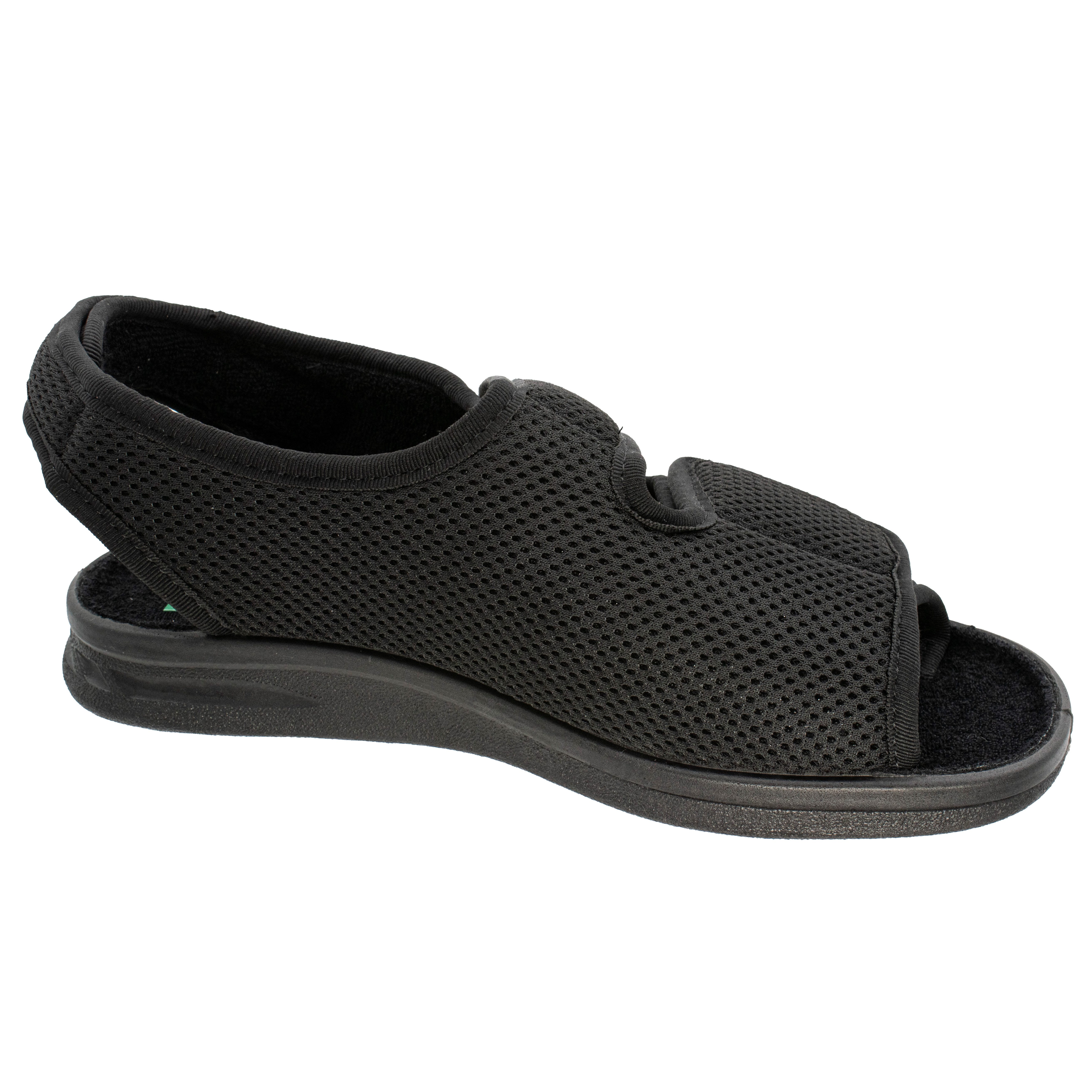 Fischer-Markenschuh Ortho Hausschuh aus Mesh, 3 Klettverschlüsse, Weite K, Frotteefutter