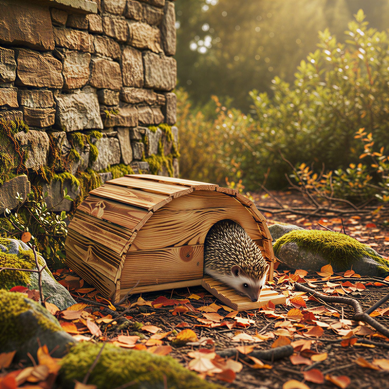 Zooprinz Igelhaus aus Massivholz mit Labyrintheingang, Winterfest, Wetterfest, Made in Europa