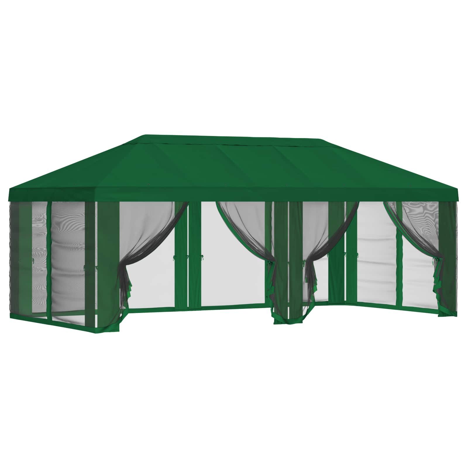 vidaXL Pavillon 6 x 3 m Pavillon Dach mit Seitenwänden 6x3 m Grün Polyester 190
