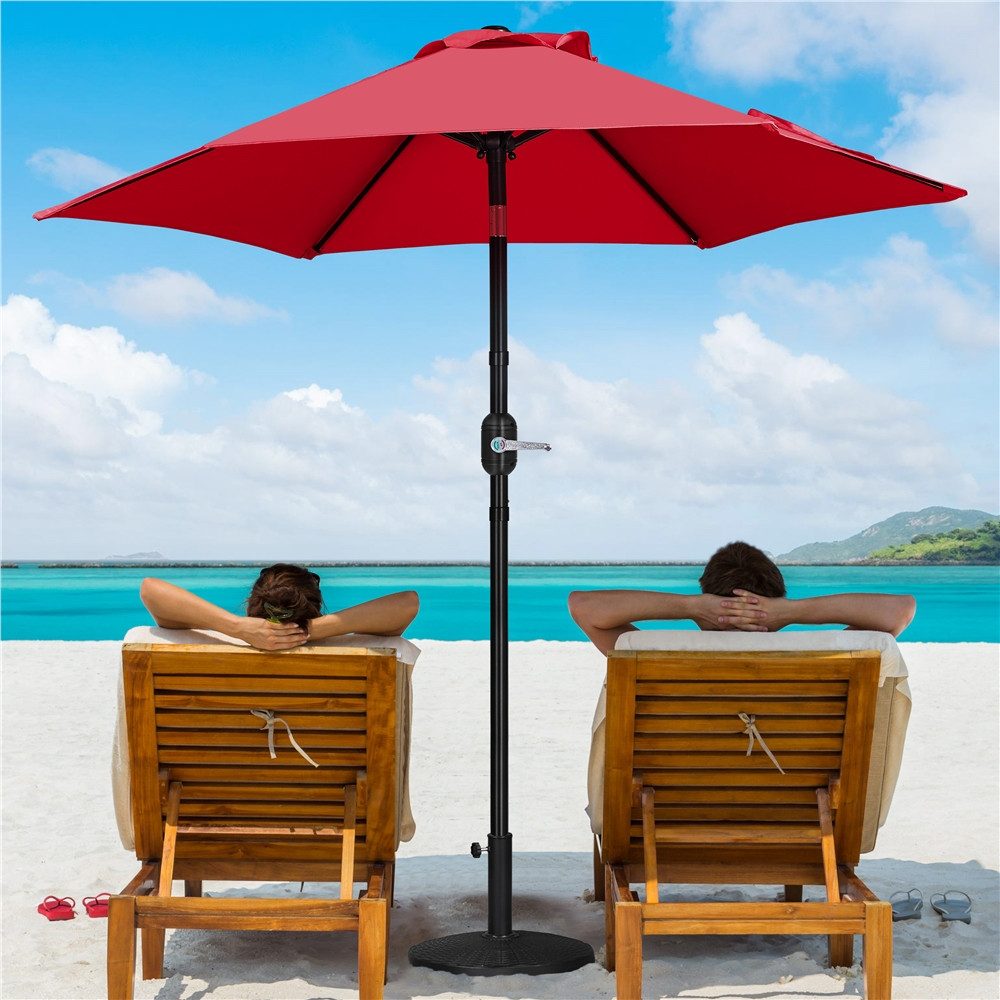 Yaheetech Sonnenschirm Φ 226/269/294 cm, Garten- und Marktschirm mit 6 Metallstreben für Balkon/Terrasse/Garten