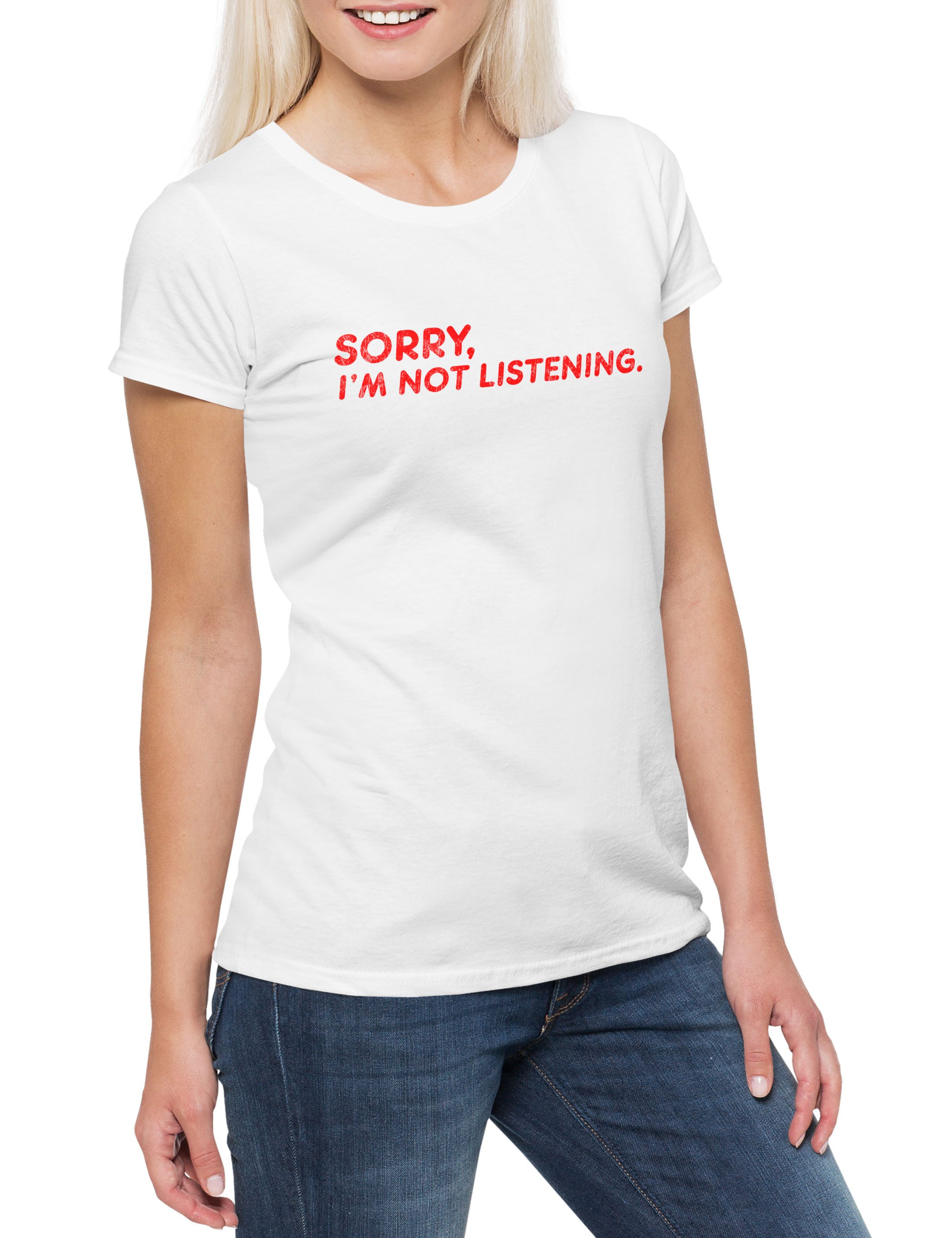Print-Shirt Sorry I'm Not Listening Damen T-Shirt Fun Geek Nerd Admin Informatiker