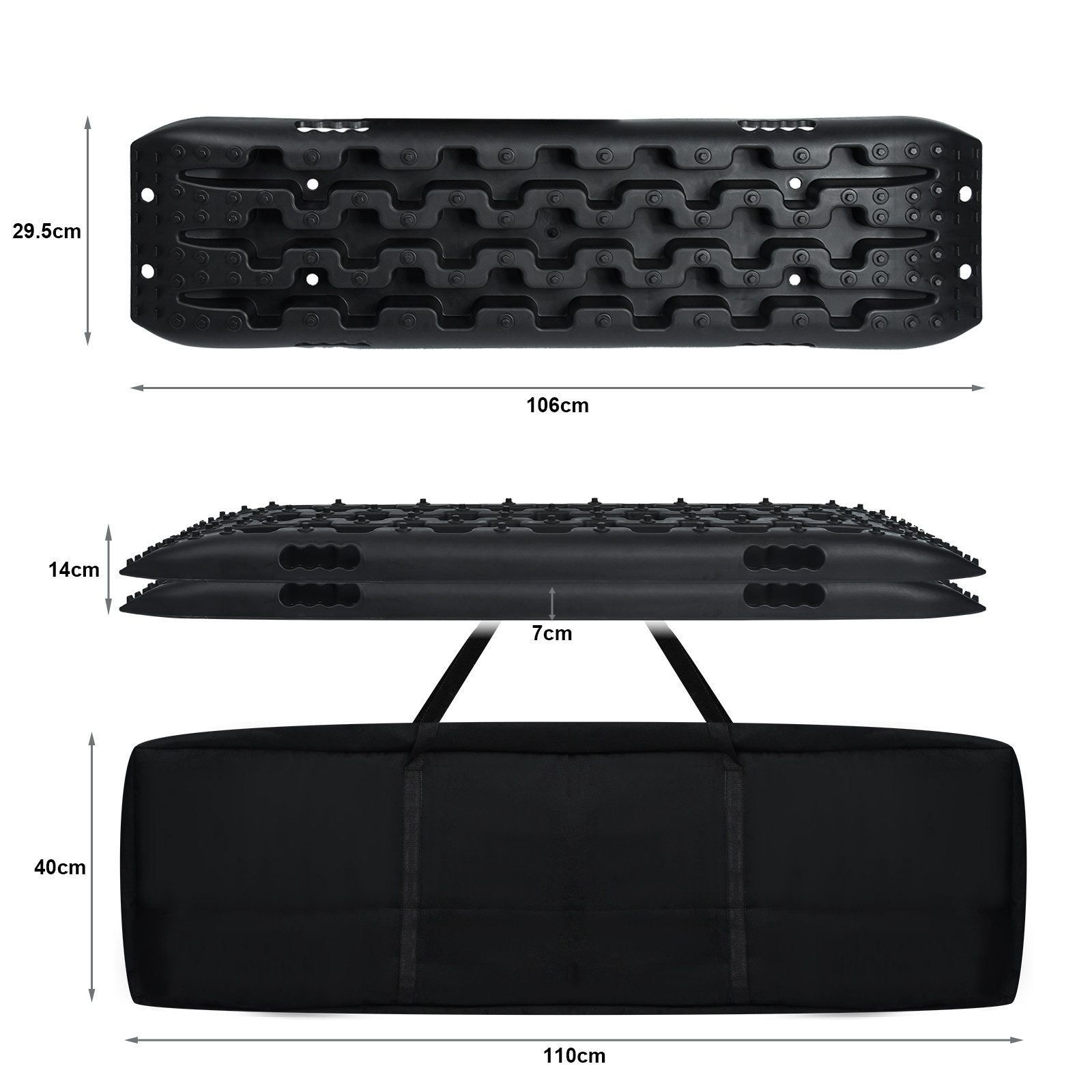 FIVMEN Anfahrhilfe 2X Sandbleche Anfahrhilfe mit Aufbewahrungstasche, Tragbare, Tracktionshilfe Traktionsband Traktionsmatte Gripmatte Set
