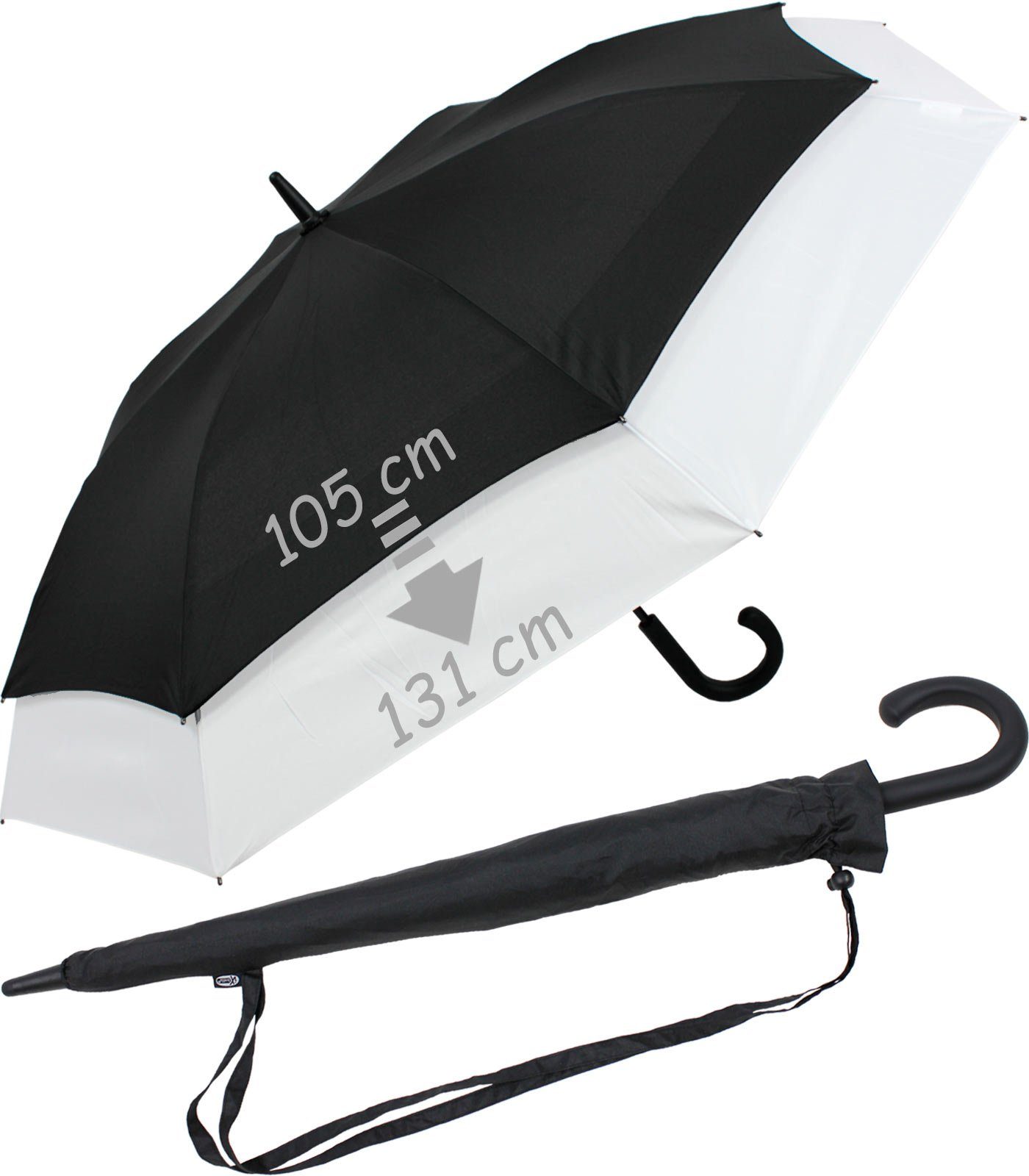 iX-brella Langregenschirm Move to mit XXL expandierender schwarz-weiß Automatik, zweifarbig - Schirm