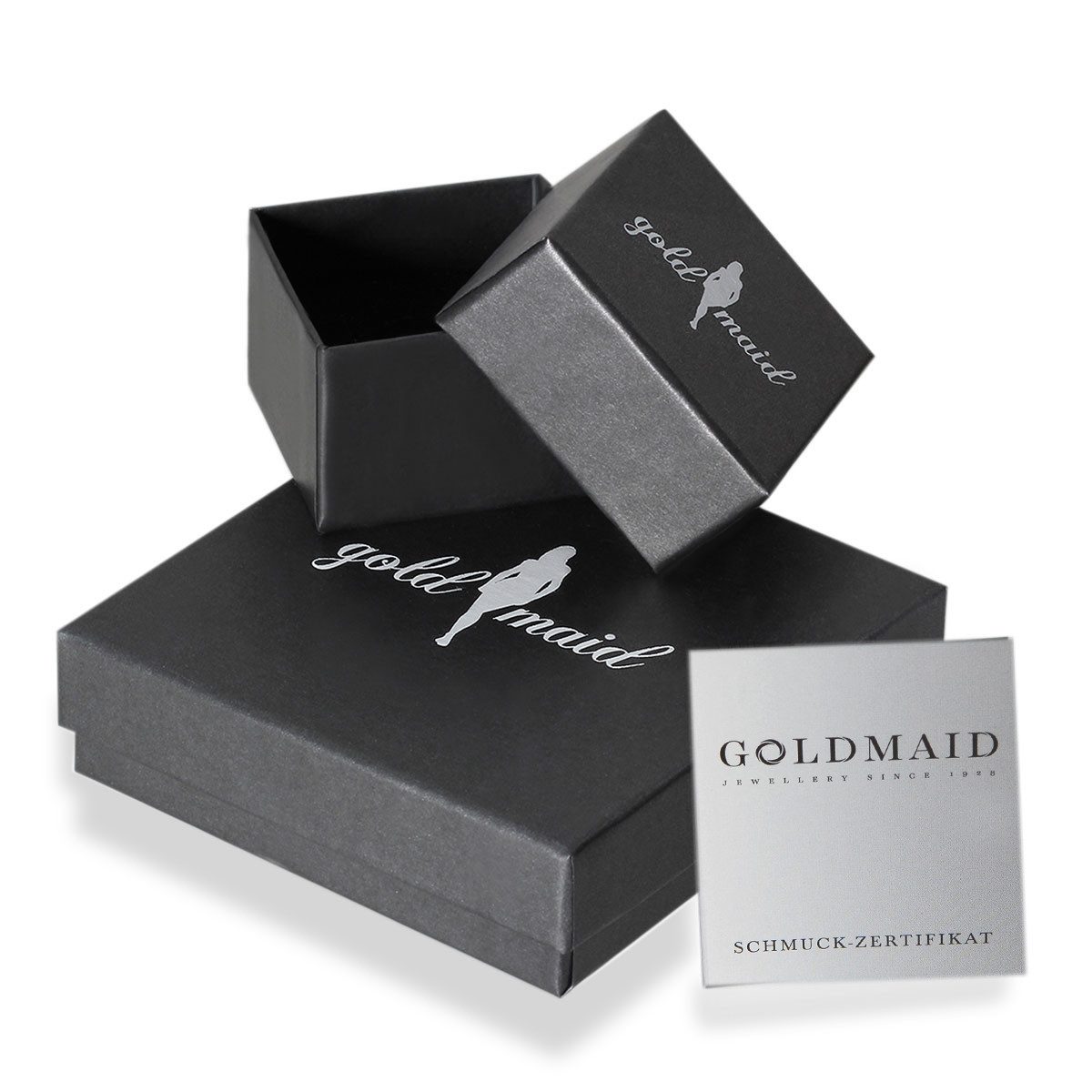 goldmaid Paar Ohrstecker 925 Sterling Silber Glänzend Schlange Zirkonia weiß+rot