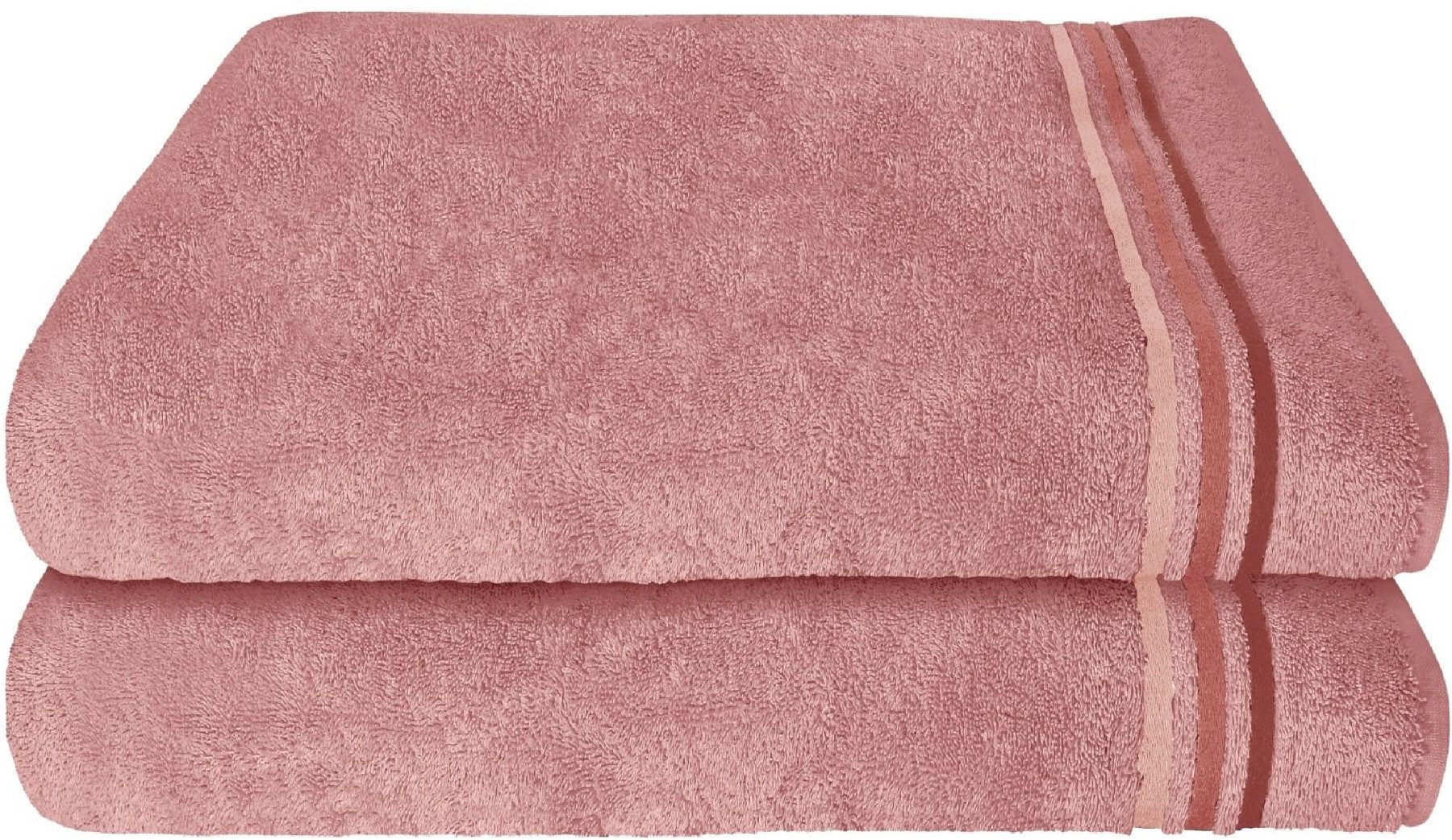 Schiesser Duschtücher Skyline Color aus 100 % Baumwolle mit eleganter Streifenbordüre, Frottier (Set, 2-St), OEKO-TEX® MADE IN GREEN