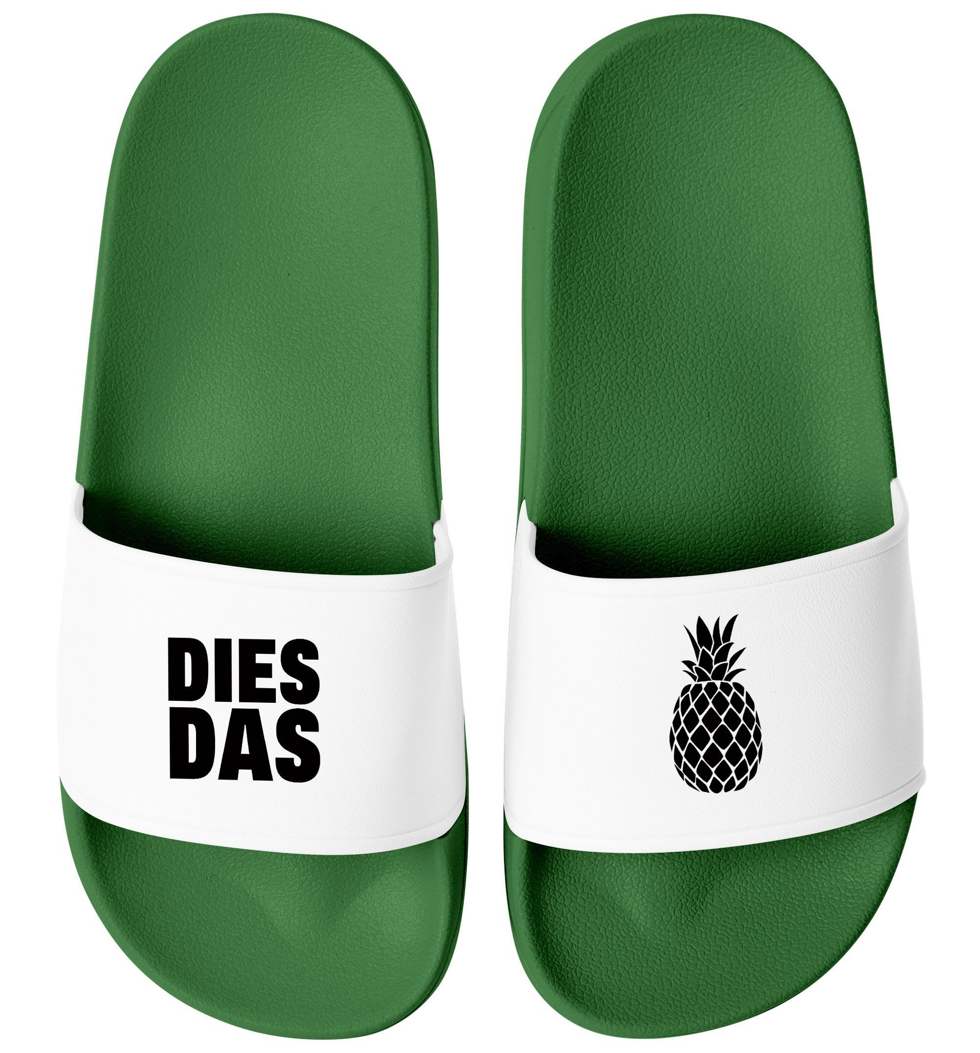 Badeschlappen mit Spruch Ananas-Motiv, Witzige Meme-Slides für Badesandale
