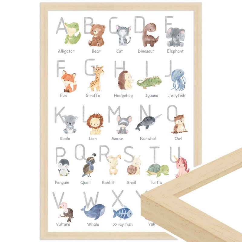 WANDStyle Bild mit Rahmen Alphabet englisch, Poster für Kinderzimmer