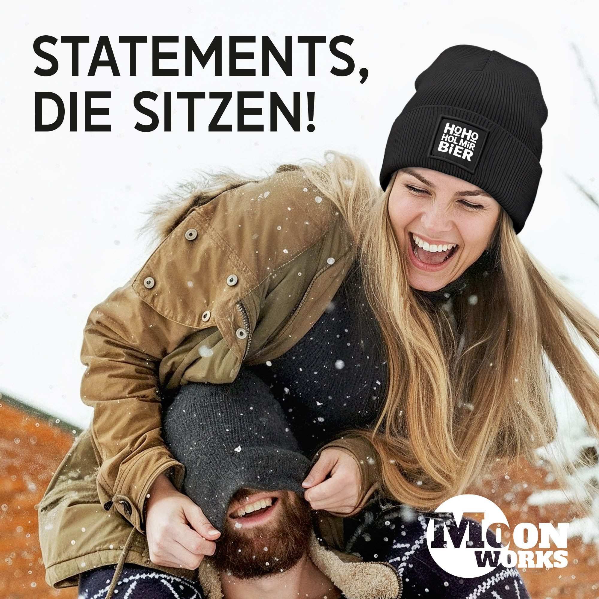 MoonWorks Strickmütze Damen Beanie Strickmütze Spruch Weihnachtsmann Santa Ho Ho Hol mir