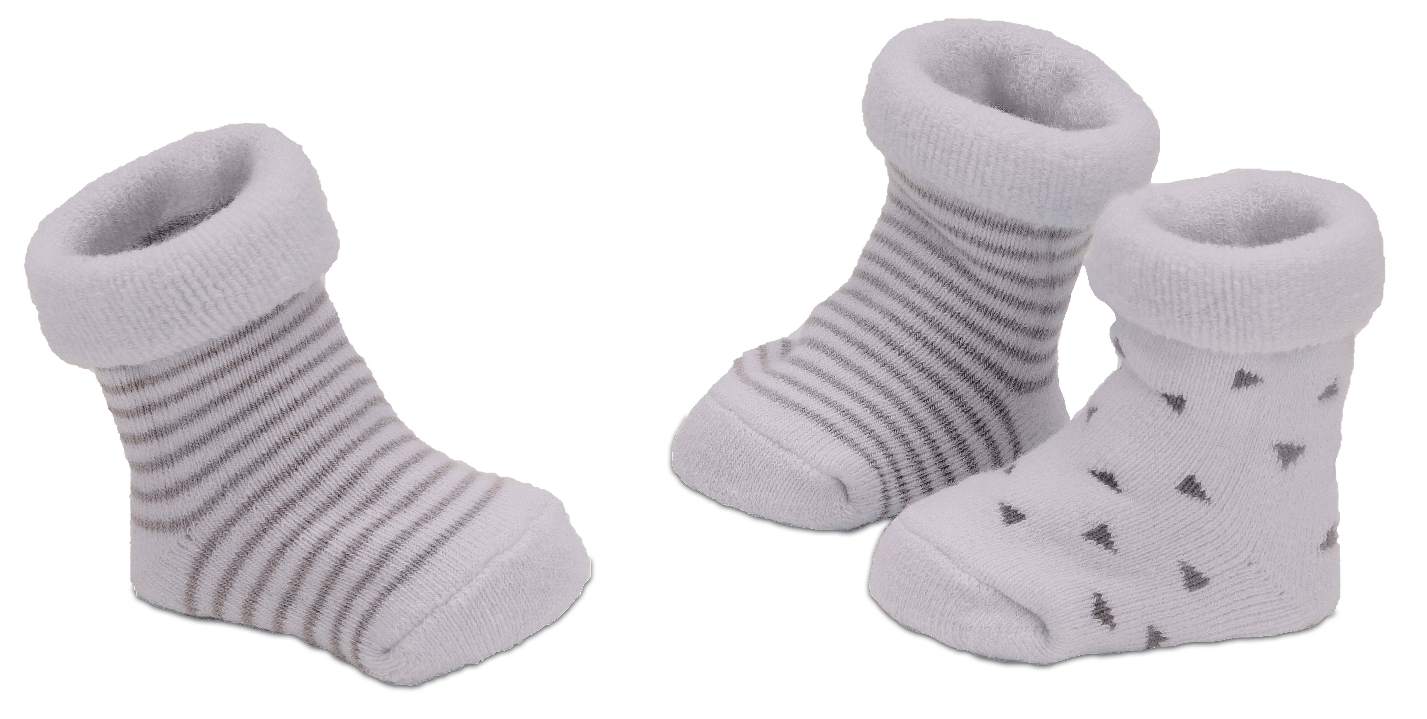 BRUBAKER Socken Babysocken für Mädchen 0-12 Monate (3-Paar, Baumwollsocken mit Dreiecken und Streifen) Baby Geschenkset für Neugeborene in Geschenkverpackung mi – Bild 2 von 5