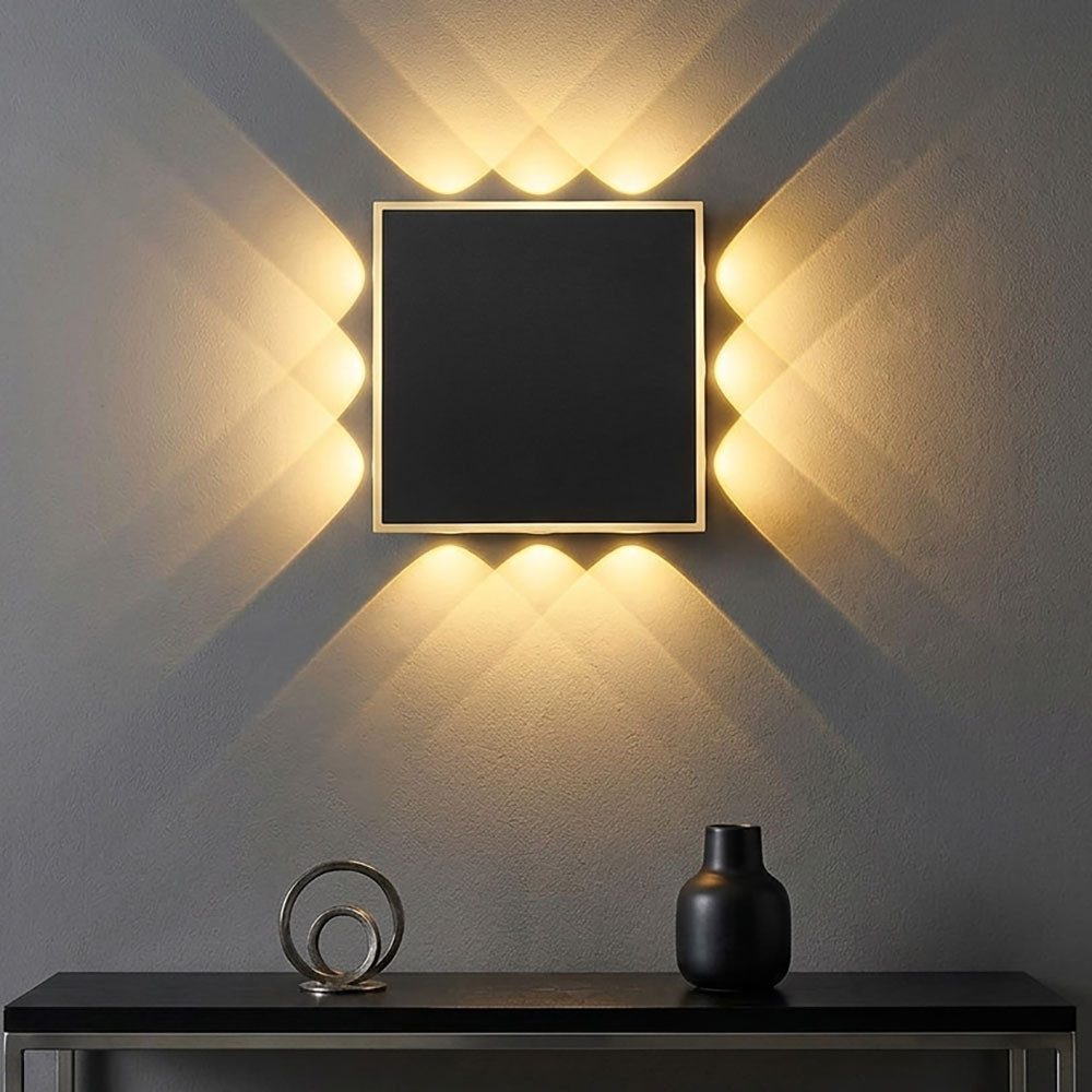 GLOBO LIGHTING LED Wandleuchte, LED-Leuchtmittel fest verbaut, Warmweiß, Wandlampe Wandleuchte Flurlampe schwarz LED Wohnzimmerleuchte B 20 cm