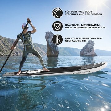FitEngine Inflatable SUP-Board Trip SUP Board Set (Allrounder) 12', 365cm 160kg komplett Set inkl. Kajak-Sitz, LED, Handyschutzhülle