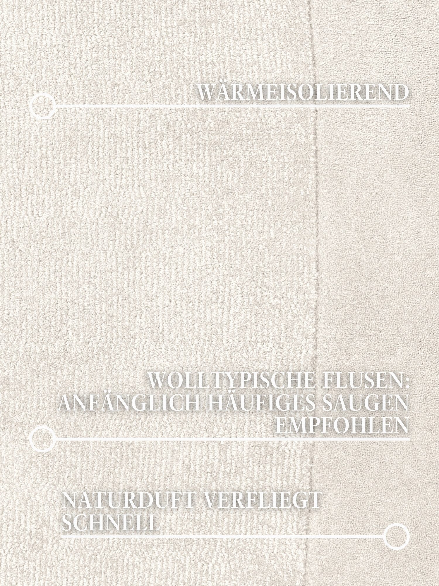 Villeroy & Boch Teppich Wollteppich Kivi, rund, Höhe: 17 mm, Handgewebt, Wolle, Bordüre, Einfarbig, Läufer, Wohnzimmer, Organisch – Bild 4 von 5