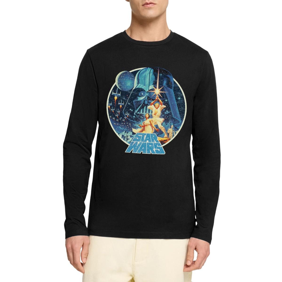 Spreadshirt T-Shirt Star Wars Galaxie Mit Ikonischen Charakteren Premium Langarmshirt Herr (1-tlg)
