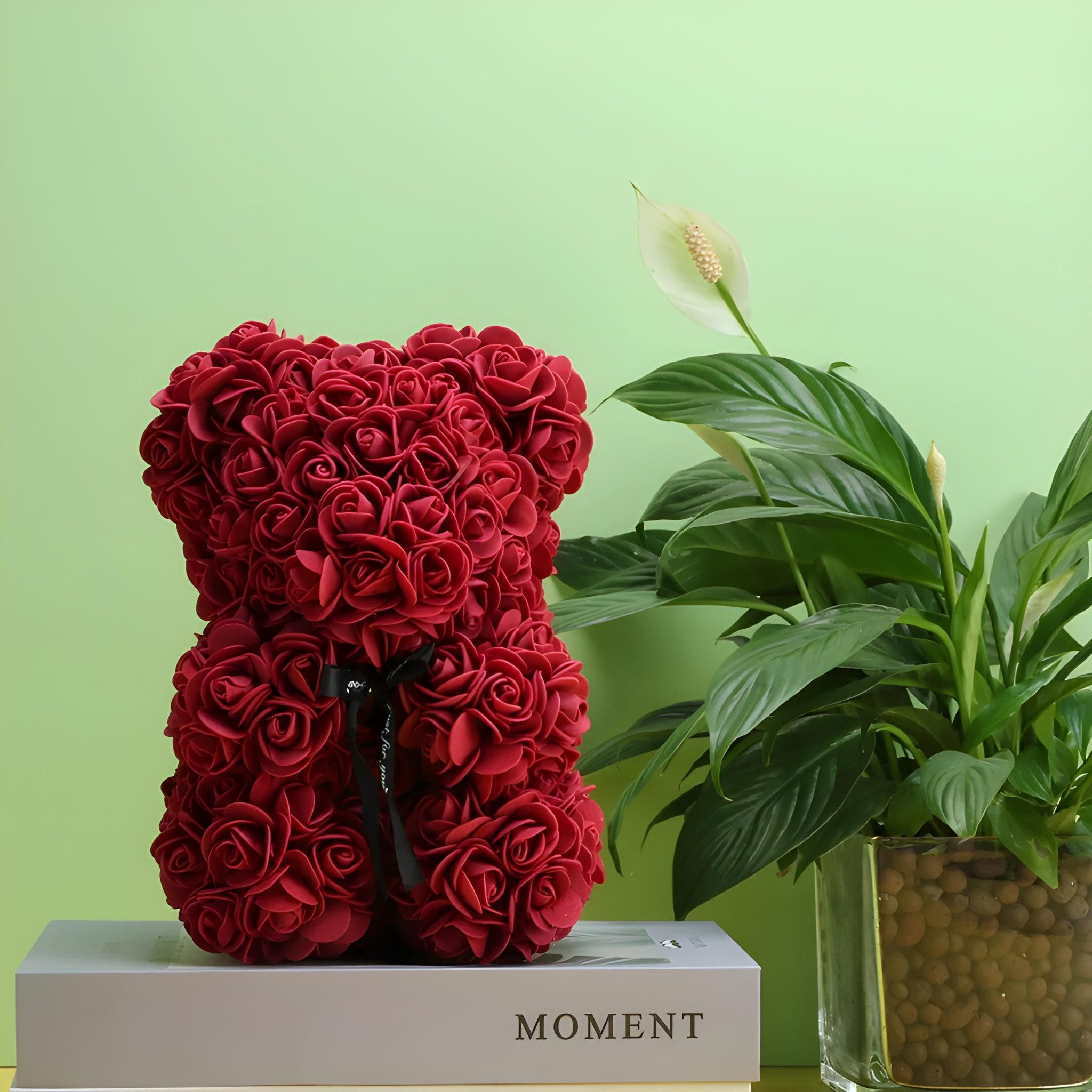 Kunstblume Rosenbär, Valentinstagsgeschenk, Ewige Rosen Figur günstig online kaufen