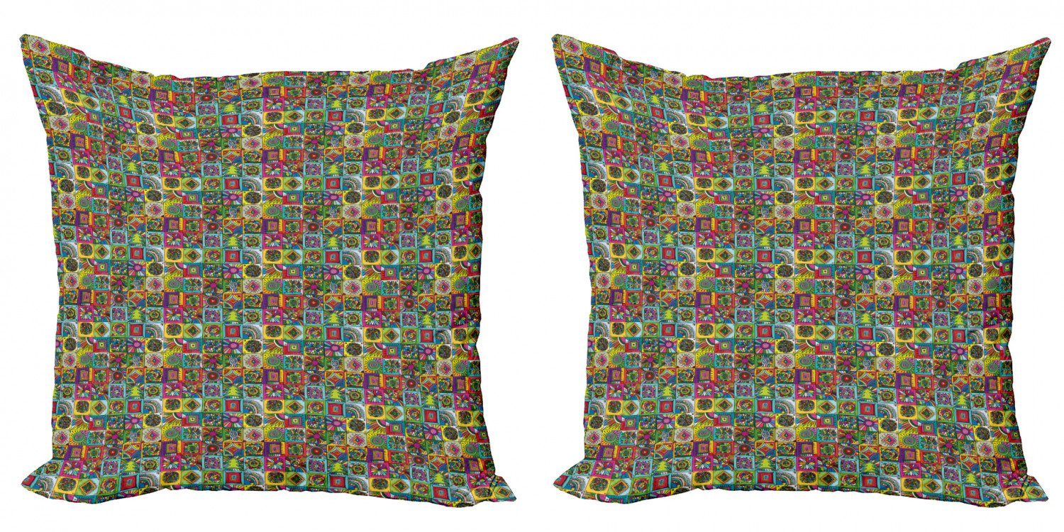 Kissenbezüge Modern Accent Doppelseitiger Digitaldruck, Abakuhaus (2 Stück), Abstrakt Gitter Geometric Squares