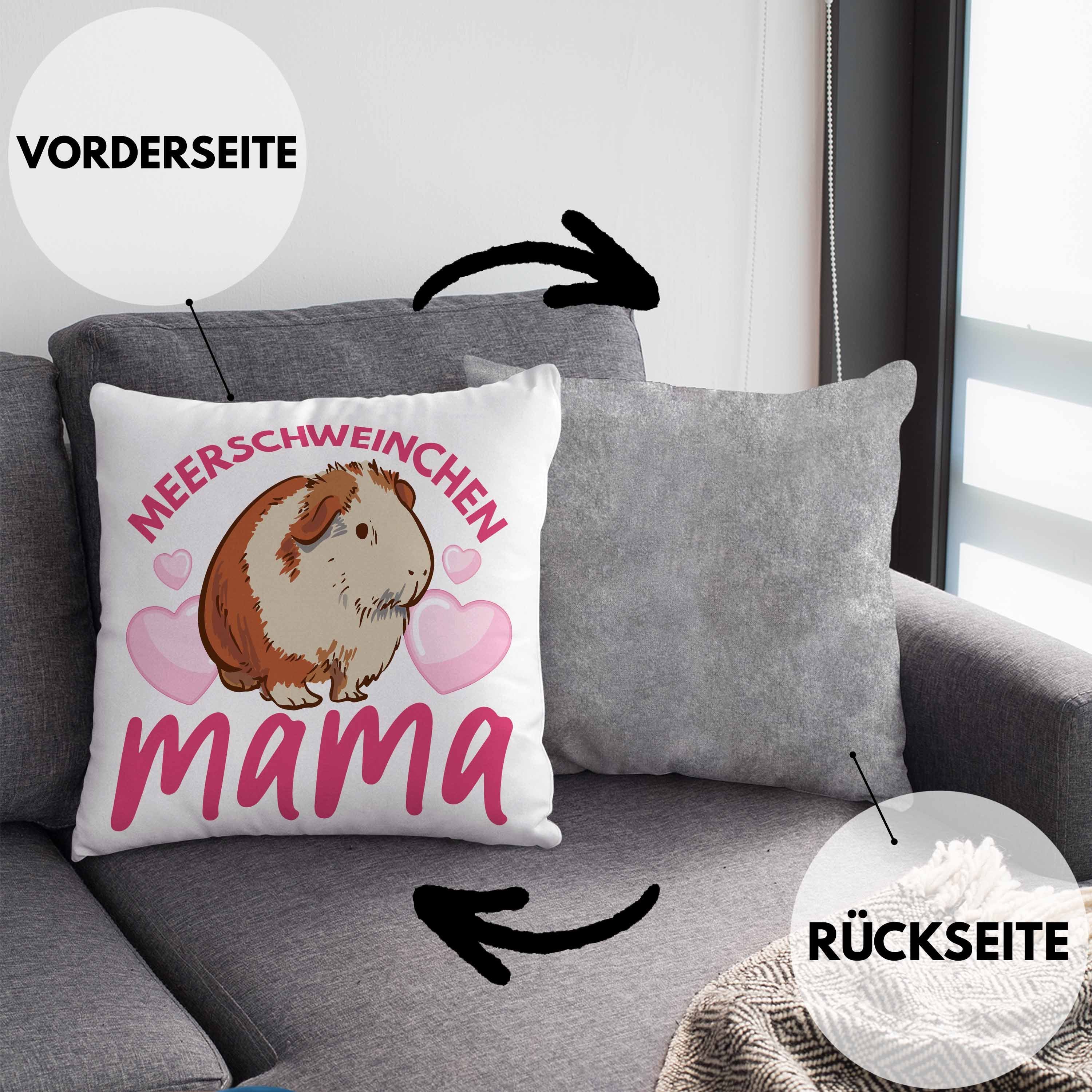 Dekokissen Mädchen Muttertag Geschenk Mama Meerschweinchen - Dekokissen Spruch Trendation Füllung 40x40 mit Kissen Grau Trendation