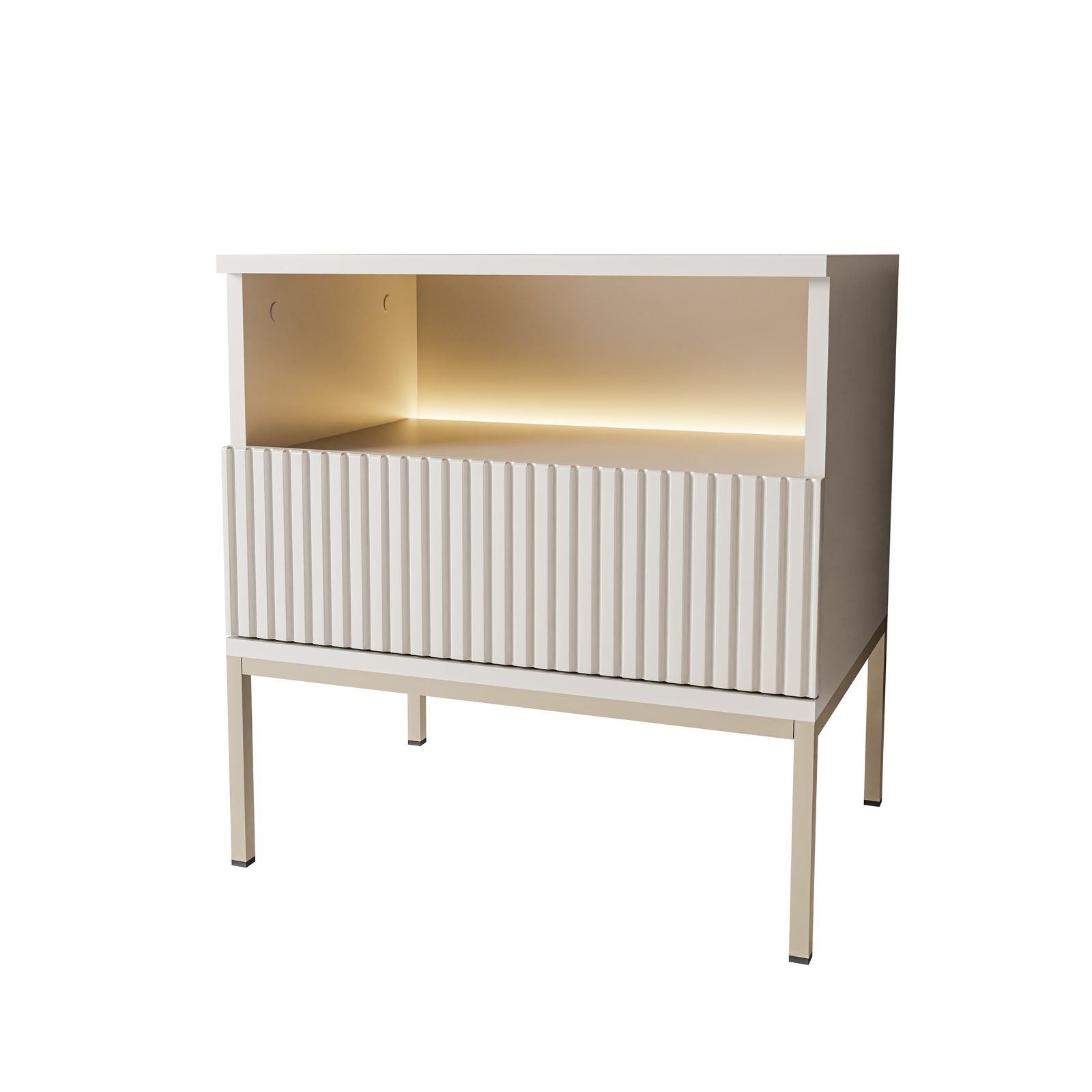 Lookway Nachttisch ECLIPSE S54 Kaschmir mit LED-Beleuchtung (1x Nachttisch), Breite: 54 cm