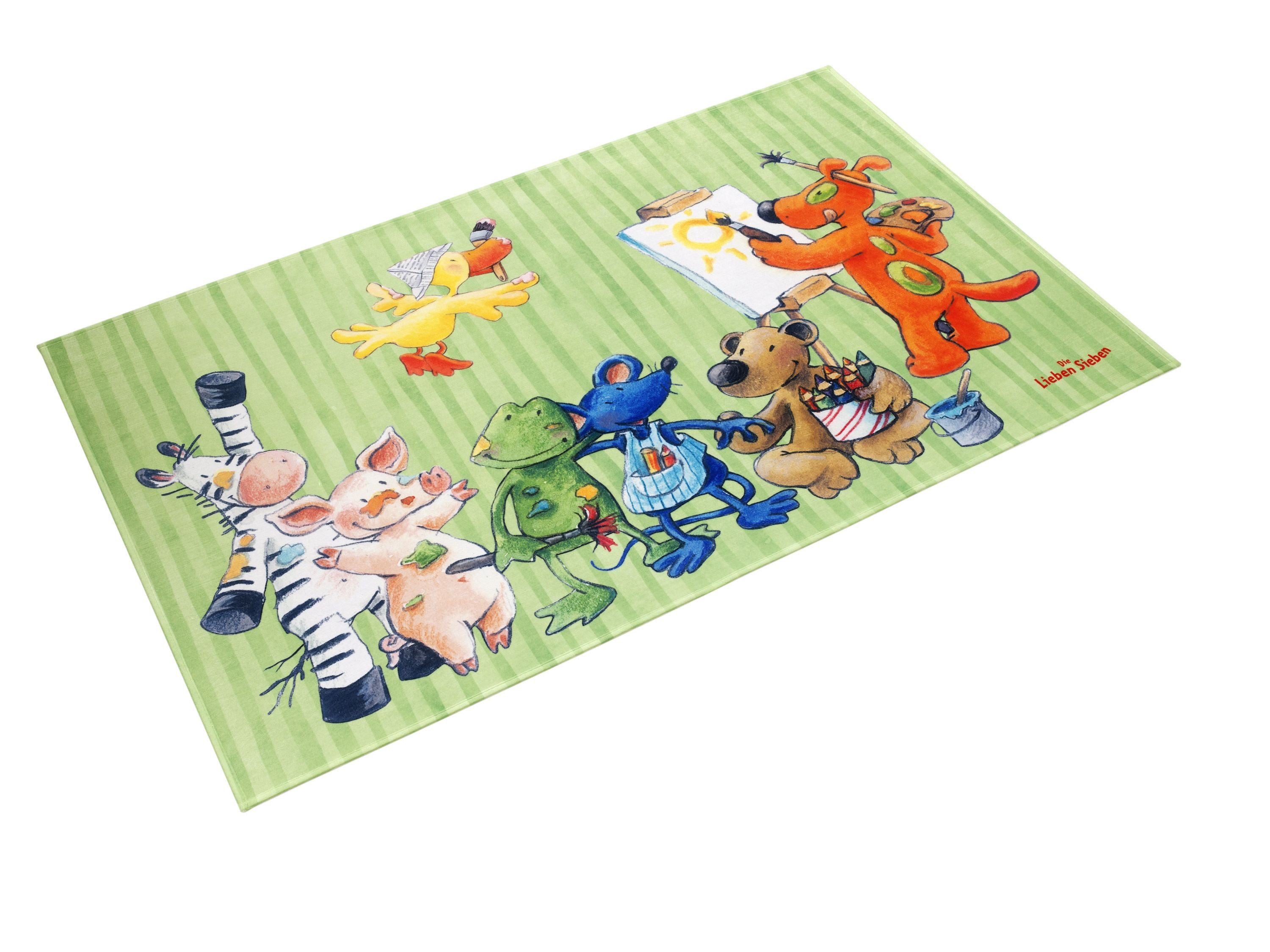 Die Lieben Sieben Kinderteppich Tiere Die Lieben Sieben grün 100x160cm, rechteckig