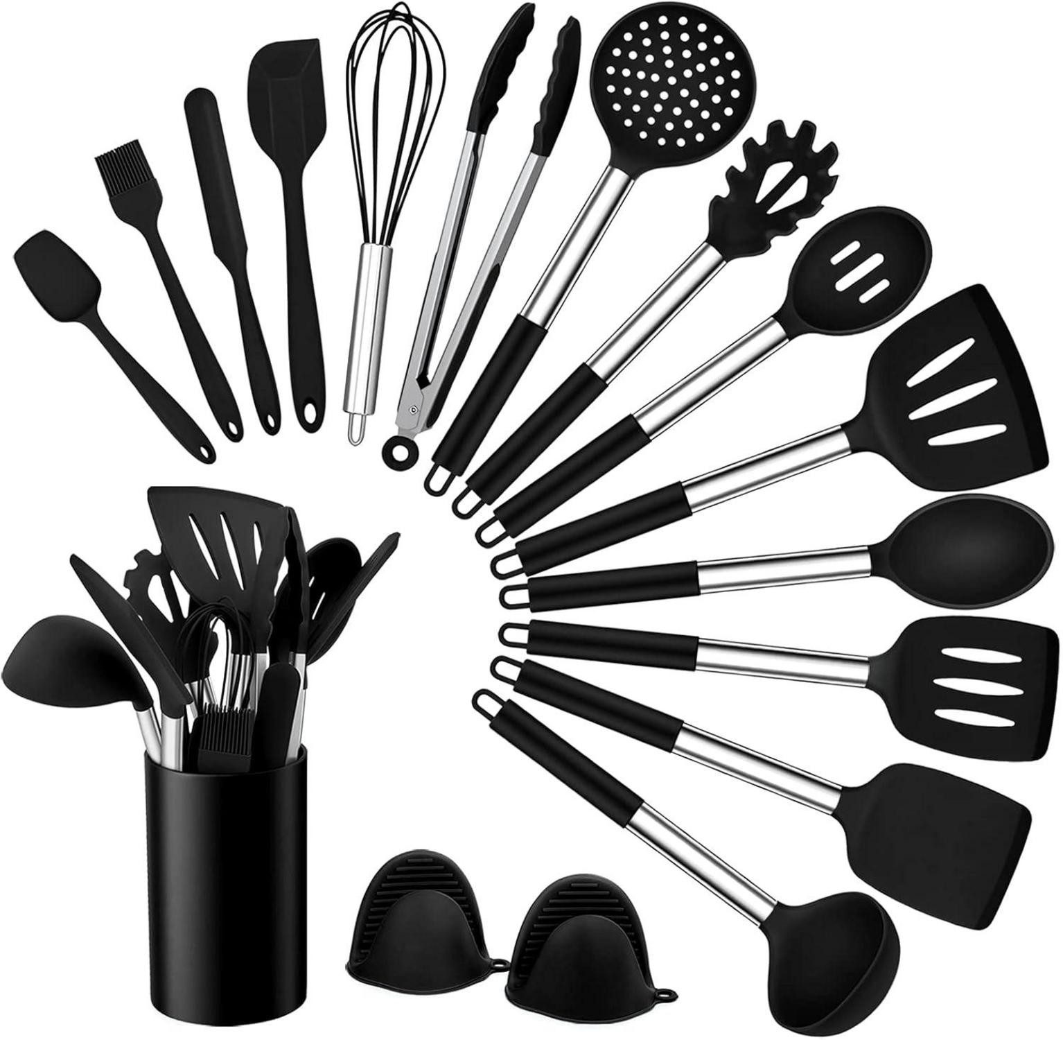 LuxusKollektion Kochbesteckhalter 17-teiliges Küchenhelfer Set Silikon günstig online kaufen
