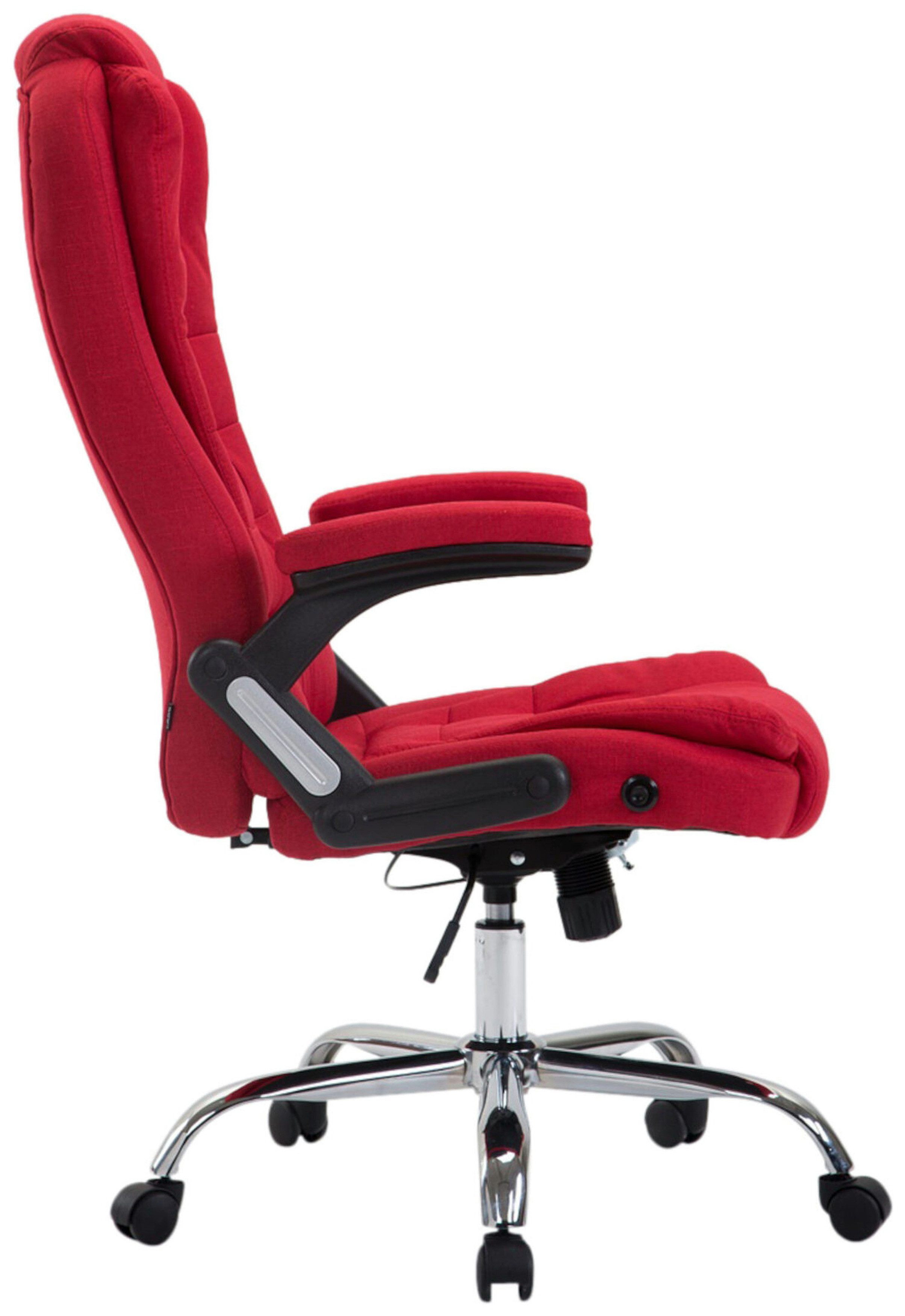 TPFLiving Bürostuhl Toronto mit bequemer Rückenlehne - höhenverstellbar und 360° drehbar (Schreibtischstuhl, Drehstuhl, Chefsessel, Bürostuhl XXL), Gestell: Metall chrom - Sitzfläche: Stoff Rot