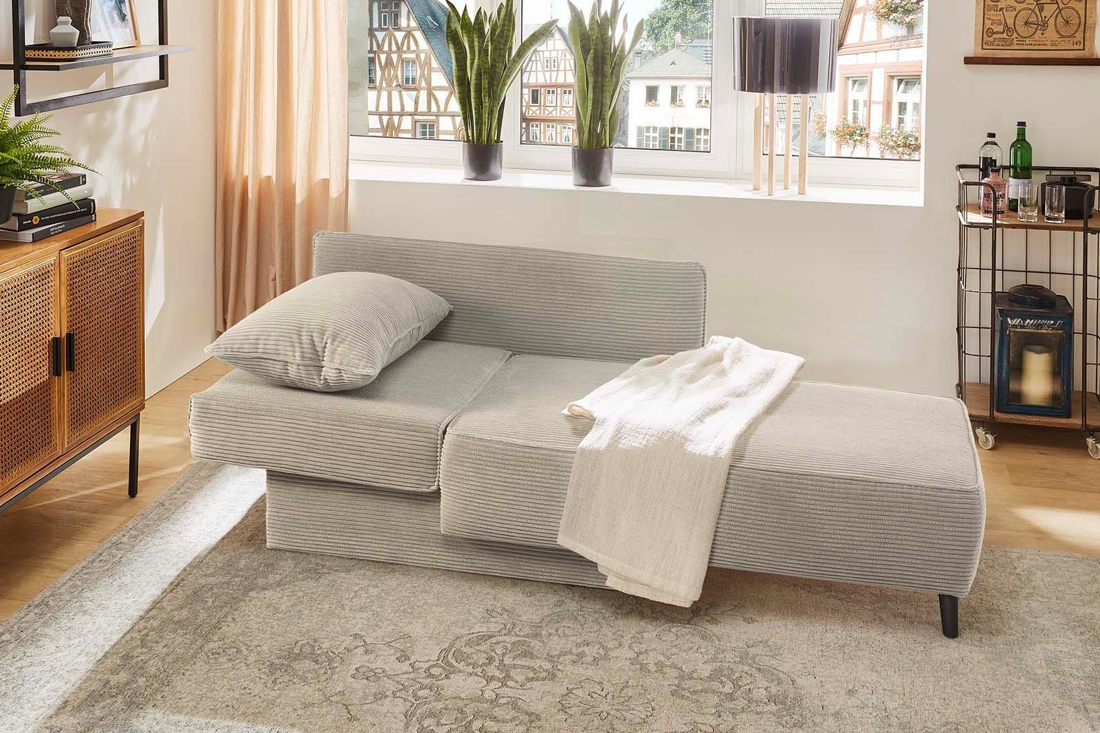 Jockenhöfer Gruppe Recamiere Rex, B: 155 cm, Liegefl. 88x200 cm, mit Bettfunktion, Bettkasten & Zierkissen, Federkern