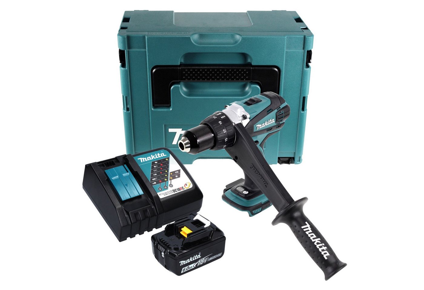 Thumbnail - Makita Akku-Schrauber DDF 458 RG1J Akku Bohrschrauber 18 V 91 Nm + 1x Akku 6,0 Ah + Ladeger