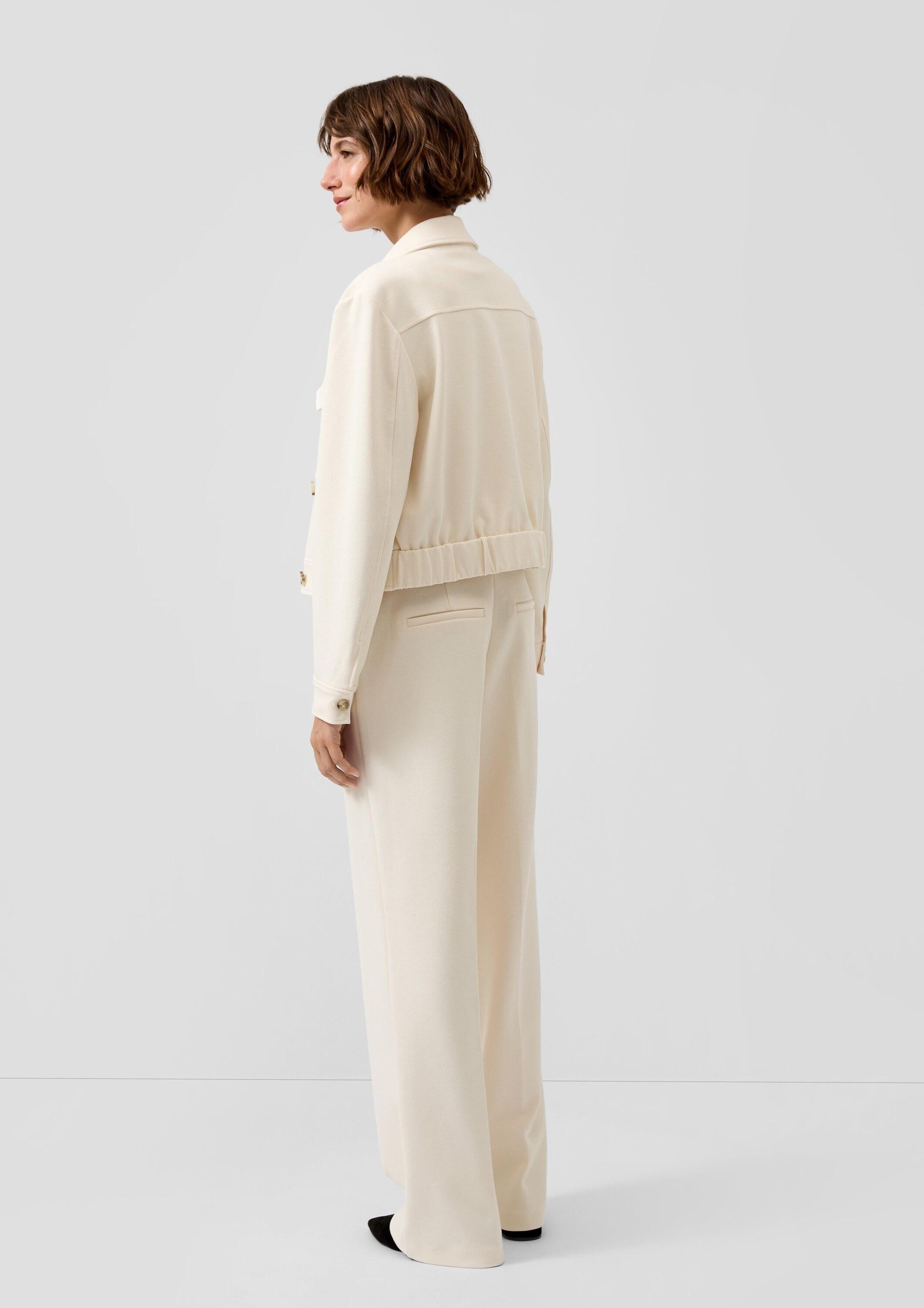 s.Oliver Chinos Hose Strukturierte Wide-Leg-Hose mit hohem Bund