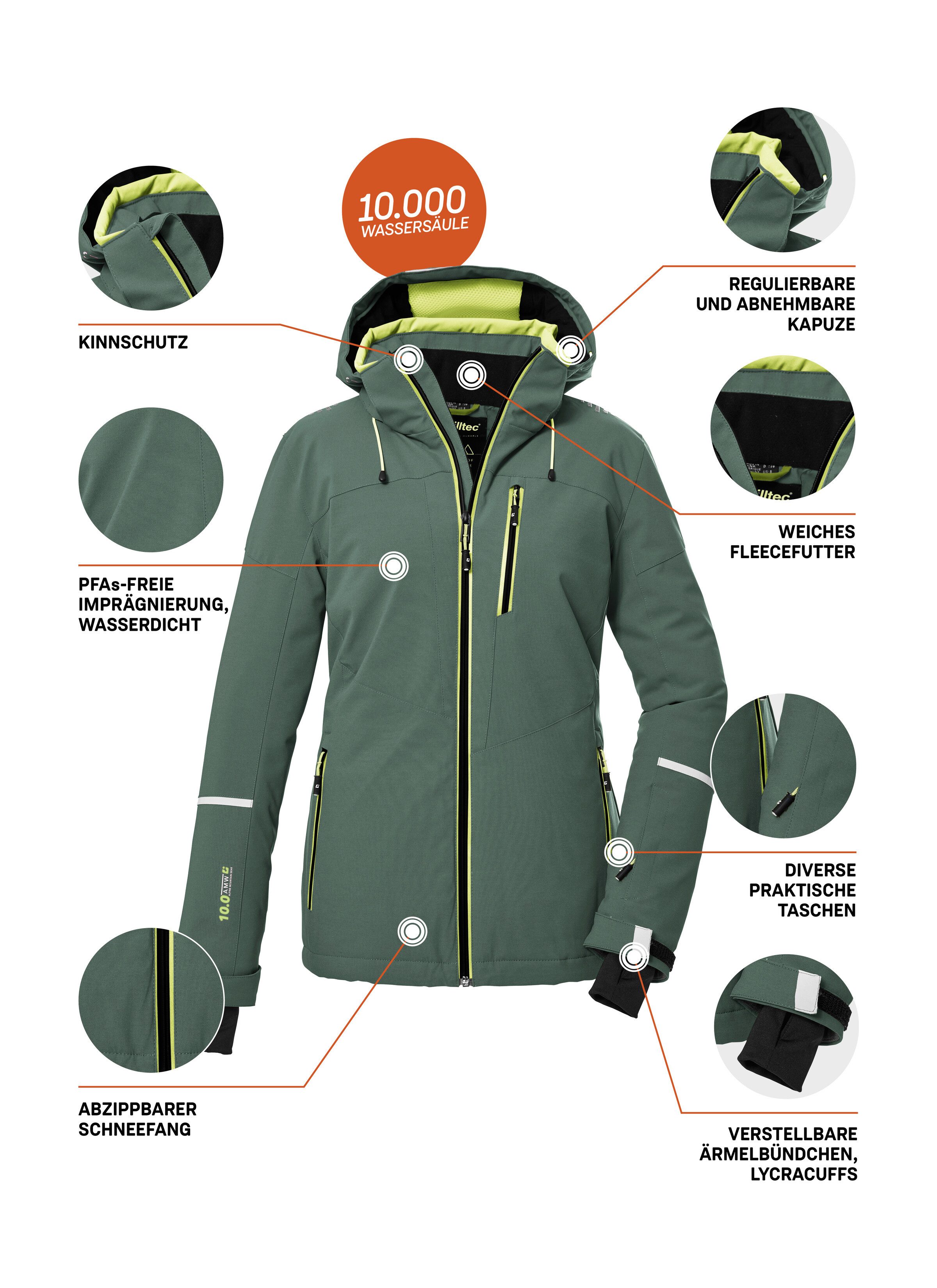 Killtec Skijacke KSW 81 WMN SKI JCKT Wasserdichte, atmungsaktive Winterjacke mit abnehmbarer Kapuze