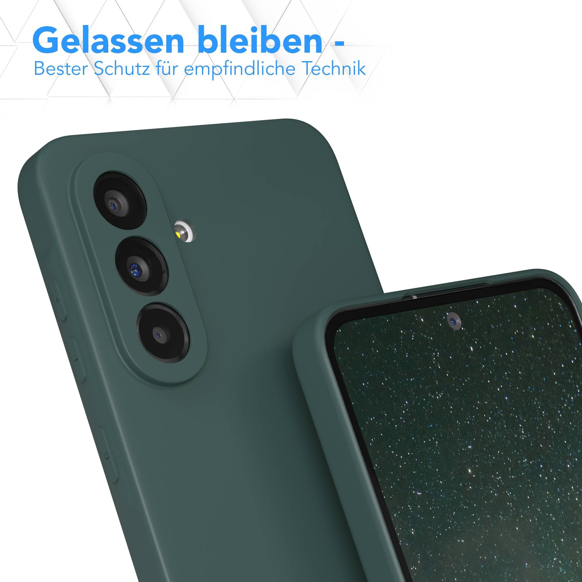 EAZY CASE Handyhülle für Samsung Galaxy A56 Hülle Silikon 6,7 Zoll, Silikon Schutzhülle mit Kameraschutz kratzfestes Bumper Nachtgrün – Bild 4 von 5