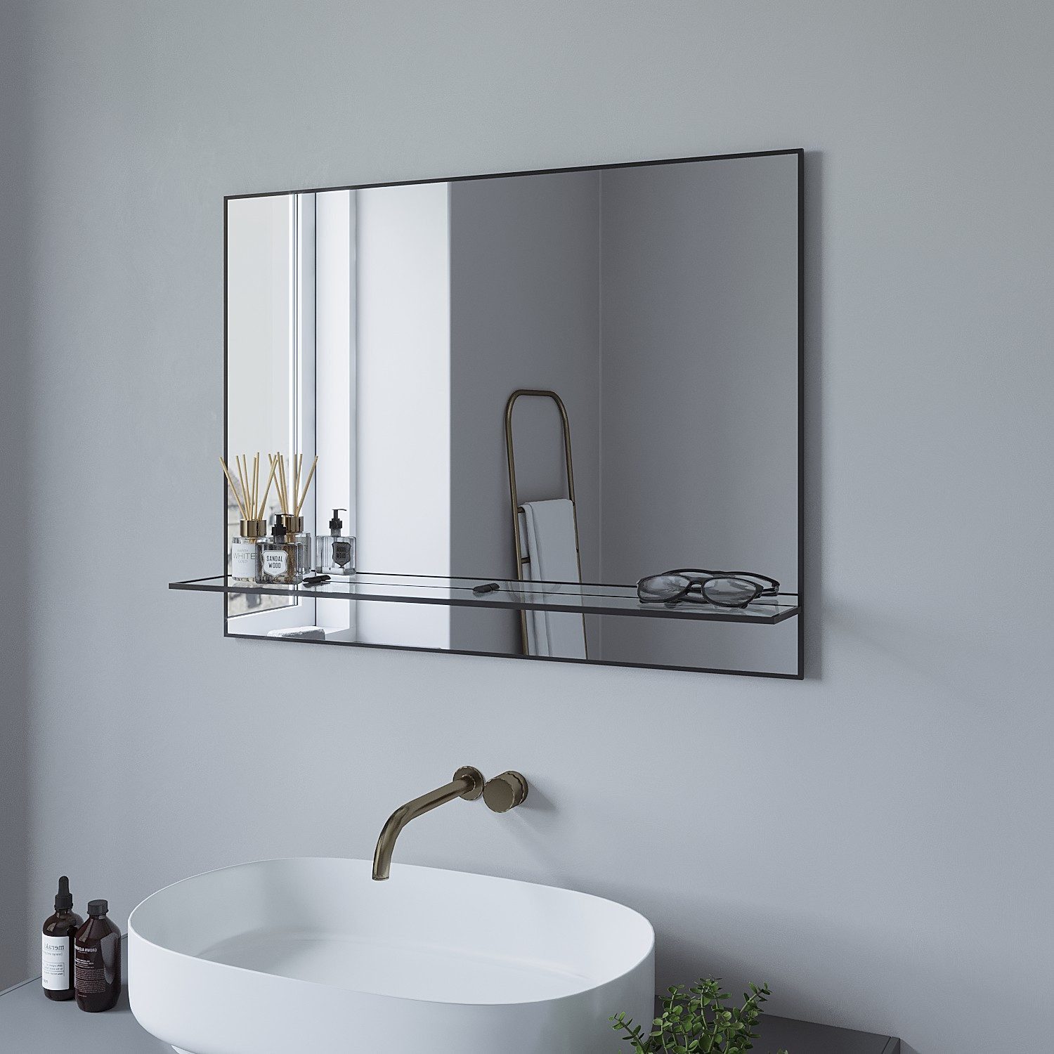 AQUALAVOS Badspiegel Spiegel mit Ablage Regal günstig online kaufen