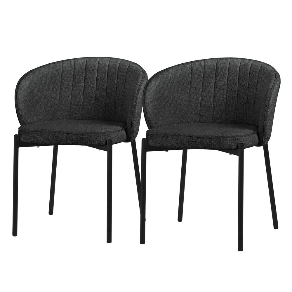 ML-DESIGN Polsterstuhl Esszimmerstühle mit Armlehne & Rückenlehne Ergonomische moderne Design (2 St), Armlehnstuhl mit Metallbeine 2er Set Anthrazit Lounge Sessel bis 120kg