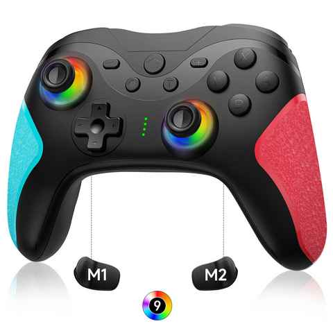 walkbee Gaming Controller,Switch Controller,9 Colors LED Light Controller (1 Set, für Nintendo Switch/Switch Lite/Switch OLED Gamepad, 1000mAh RGB Controller, mit Programmierbare,Turbo,Vibration,6-Achse,Aufwachen)