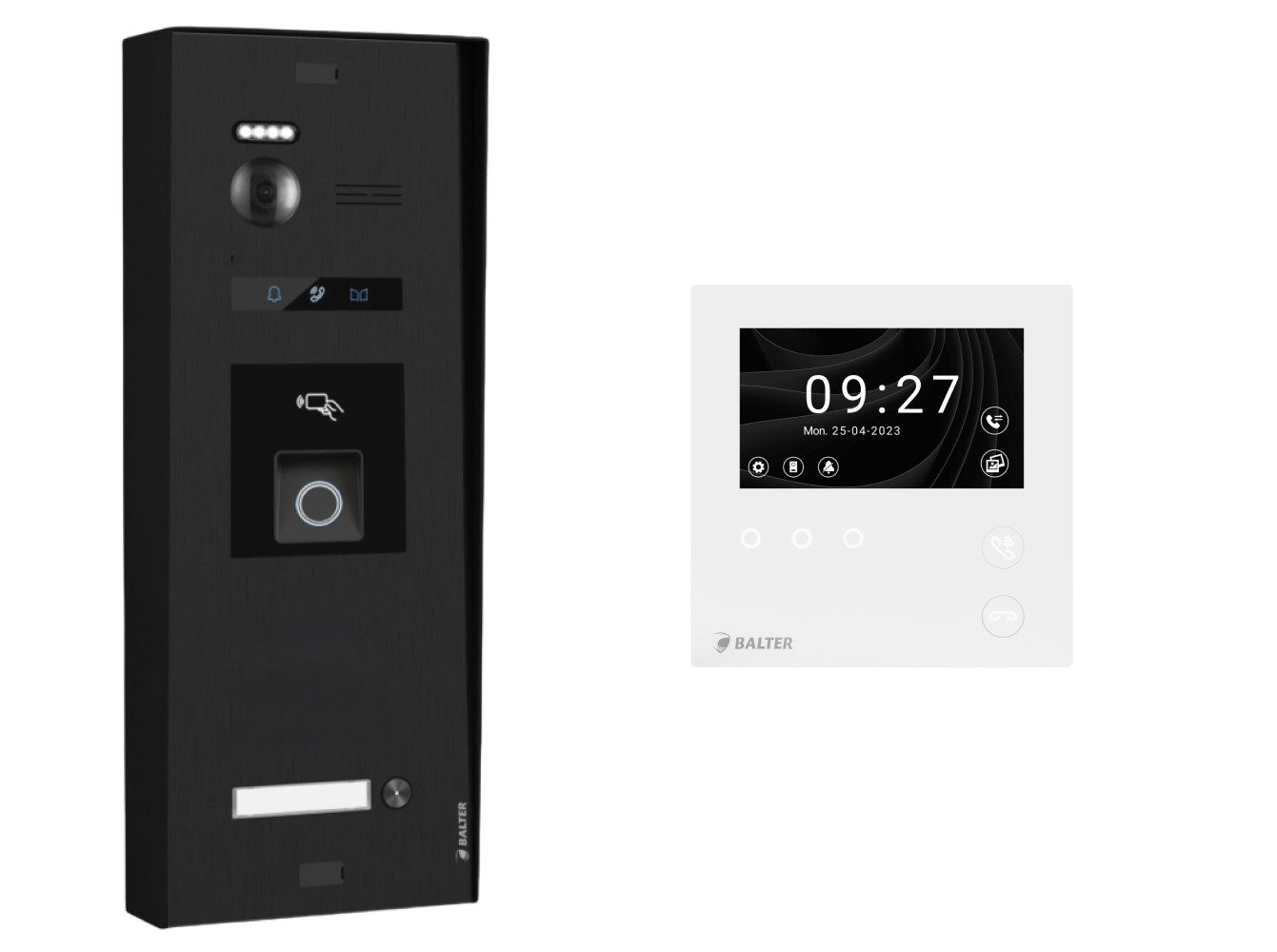 Balter Video-Türsprechanlage BALTER EVO-HD-MINI Aufputz Türsprechanlage 1-Familienhaus Schwarz (Set, 1-Familienhaus, Komplettset, Full HD 175° Kamera, Fingerprint, RFID)