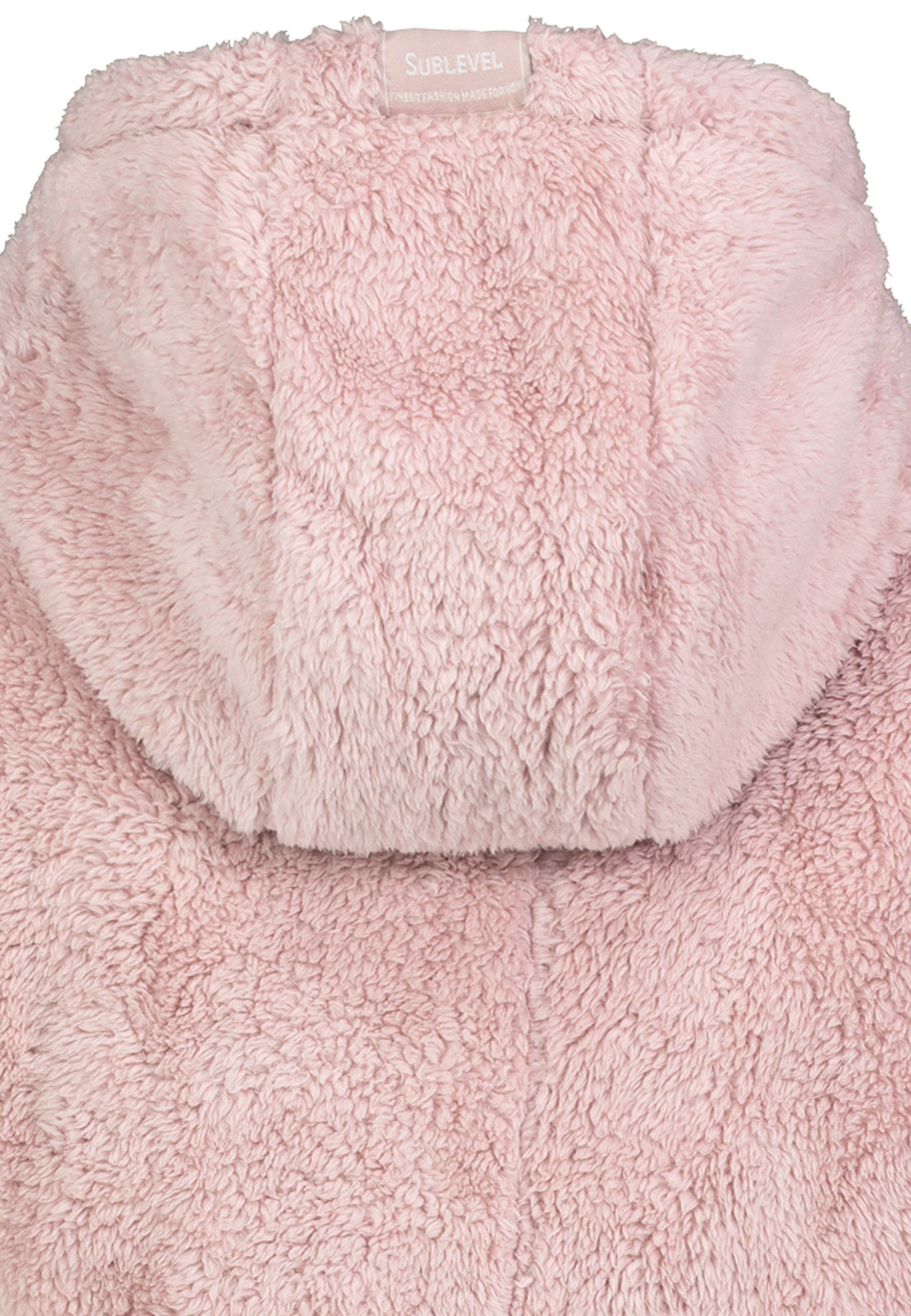 SUBLEVEL Fleecejacke Kuschelfleece Kapuze mit light-rose Jacke