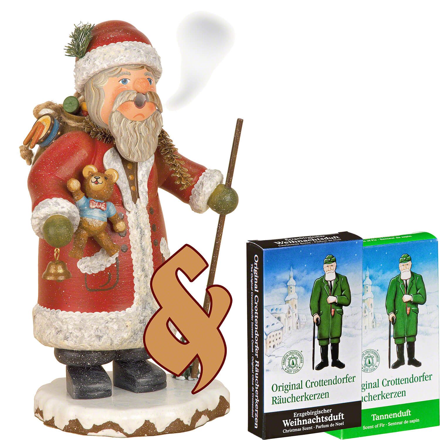 Erzgebirge-Palast Фигурка курильщик Set Winterkinder Weihnachtsmann und zwei Packungen Räucherkerzen Räuc