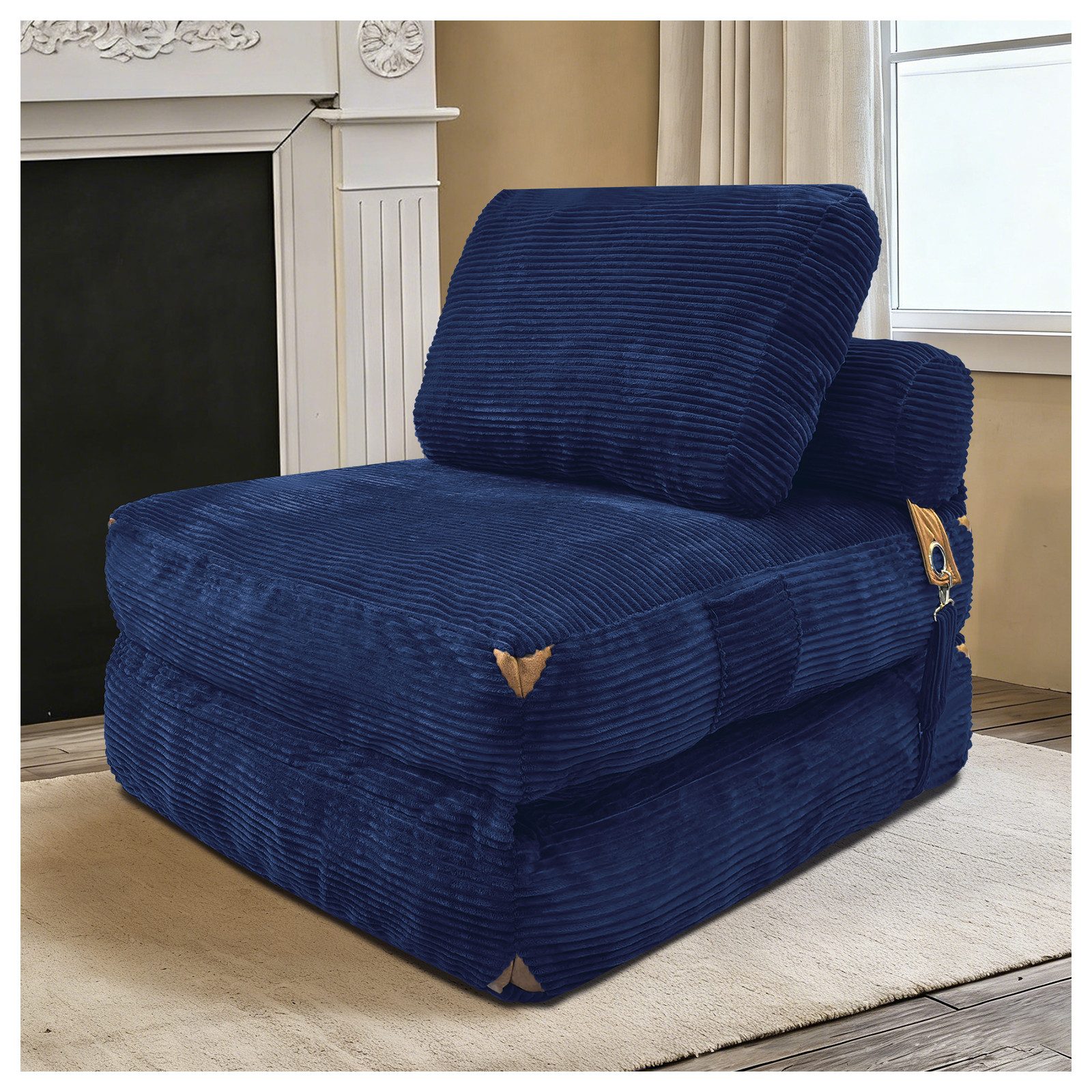 Odikalo Schlafsofa Schlafcouch Tagesbett Daybett Loungesofa mit Schlaffunktion, Modernes Einsitzer-Lounge-Sofa mit integriertem Stauraum und eleganten Quasten-Akzenten für einen gemütlichen Wohnbereich.