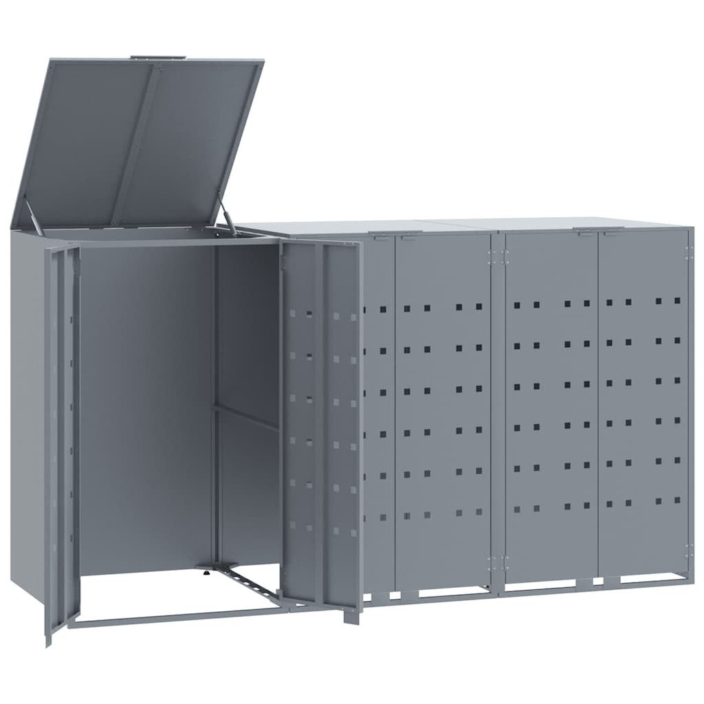 vidaXL Mülltonnenbox Mülltonnenbox für 3 Tonnen Grau 207x79x117 cm Stahl