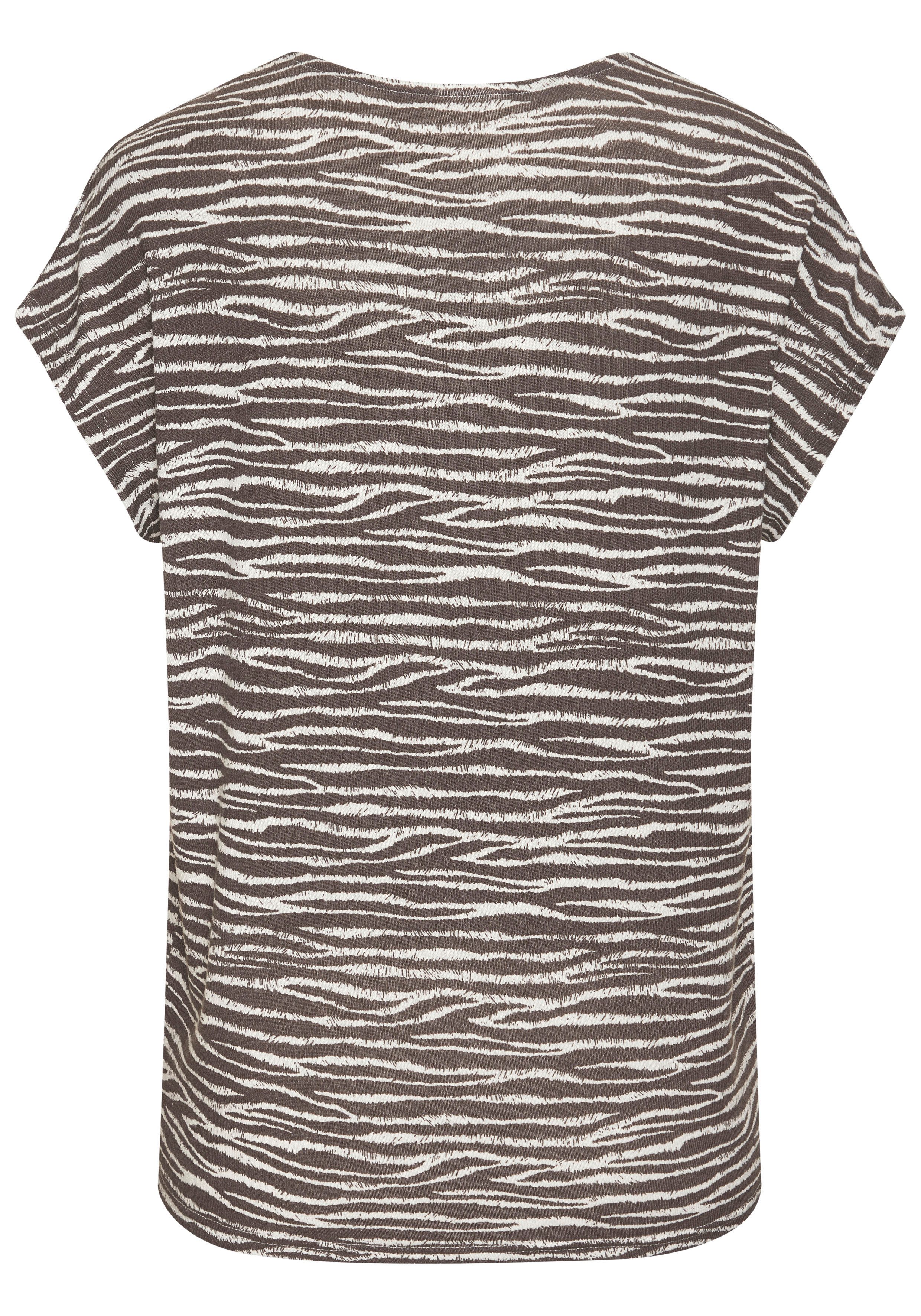 LASCANA Kurzarmshirt mit modischem Zebra-Muster aus weichem Viskose-Strick