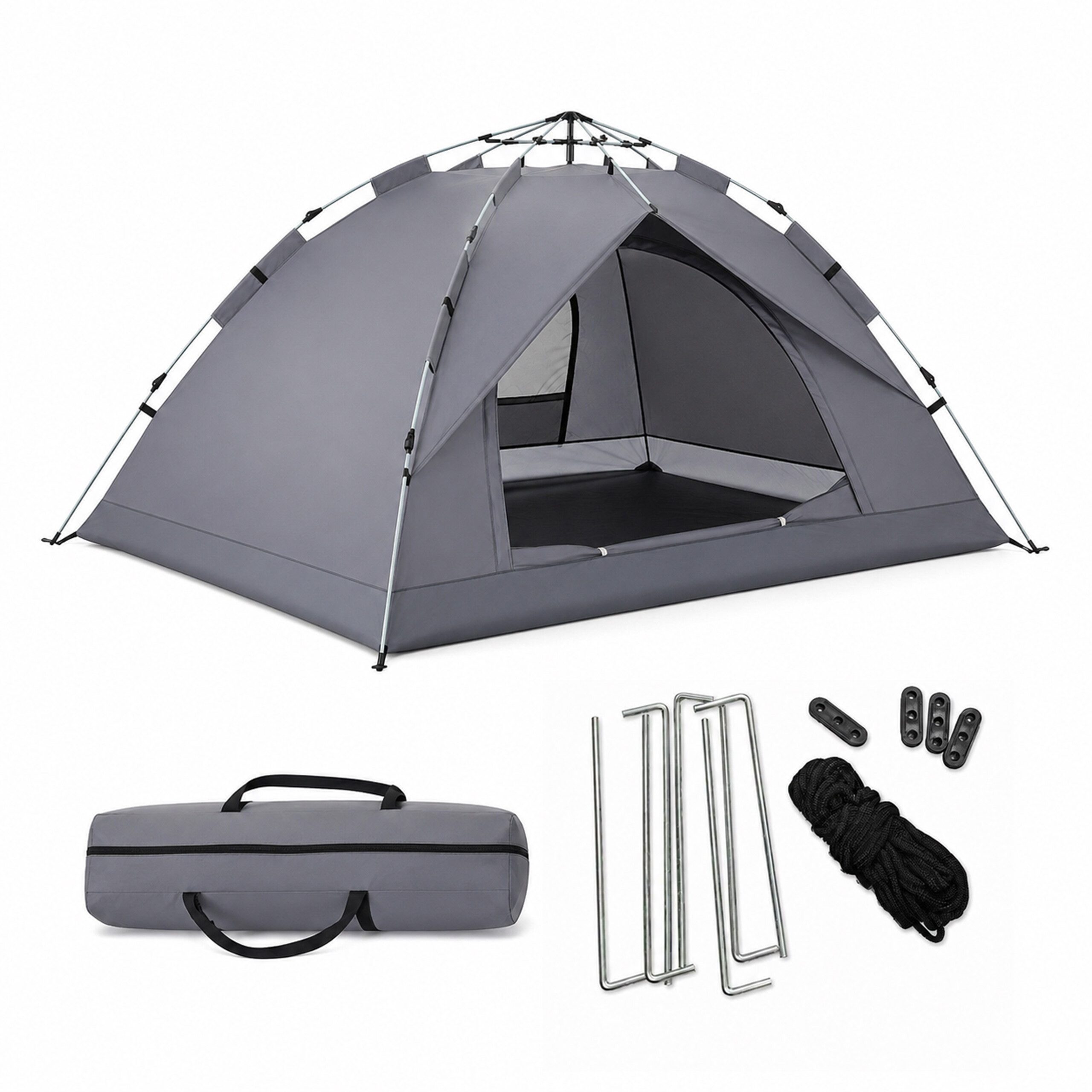 relaxdays Wurfzelt Campingzelt 3-4 Personen Schnellaufbau, Personen: 4 (14 tlg)