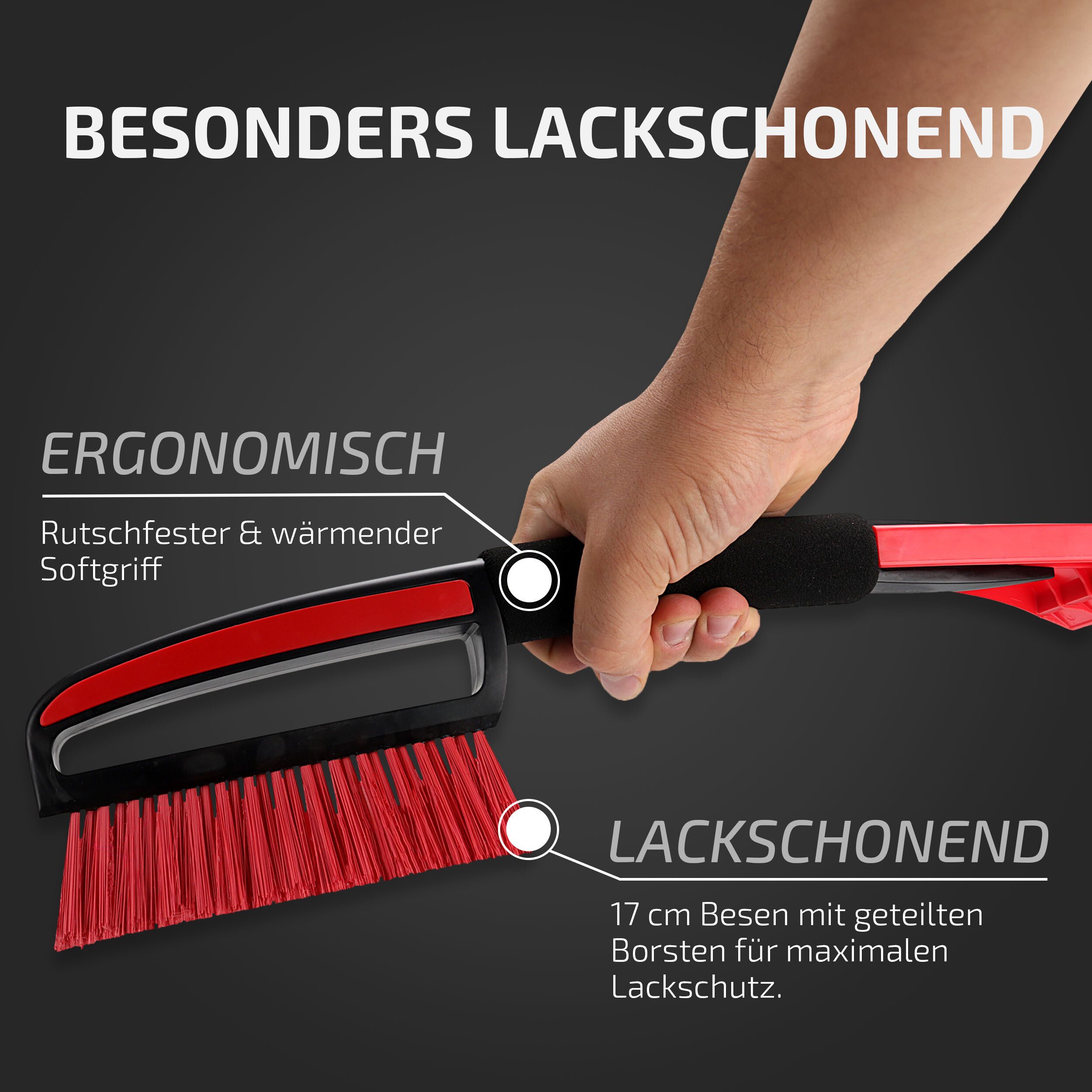 HEYNER Premium Ice Scraper with Brush (Lightweight)